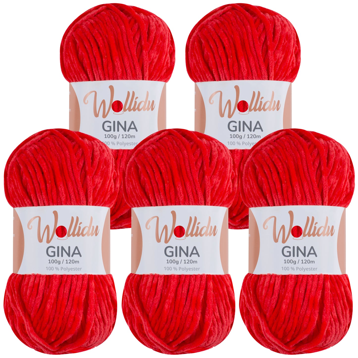 Wollidu Gina 100% Polyester 5 x 100g/120m - Rot