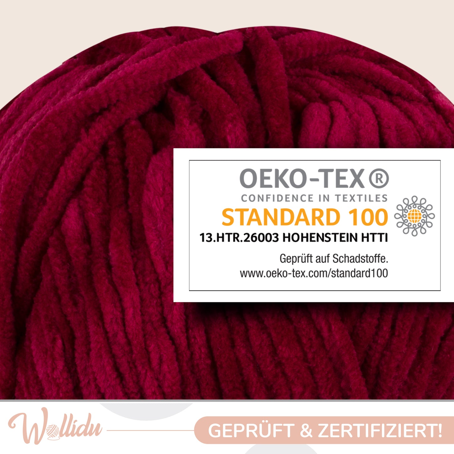 Wollidu Gina 100% Polyester 5 x 100g/120m - Dunkelrot Weinrot