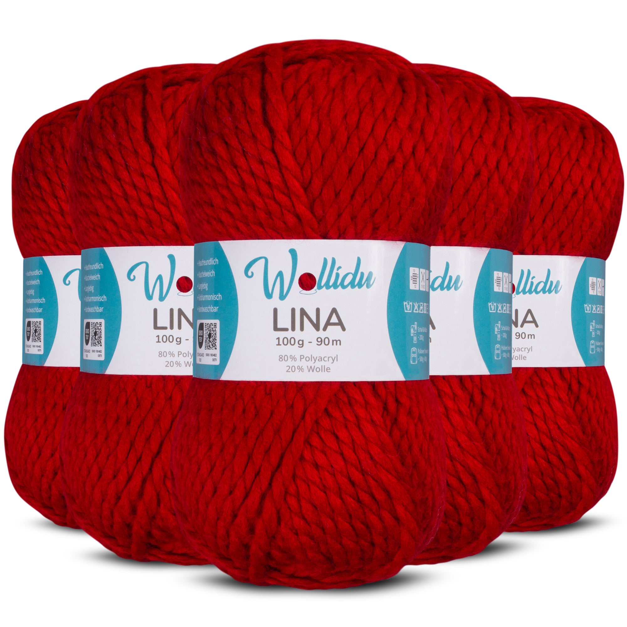 Lina 5er-Pack 100g – Mulesingfreie Acryl-Wolle mit Schafwolle, OEKO-TEX® zertifiziert (500g Gesamt)