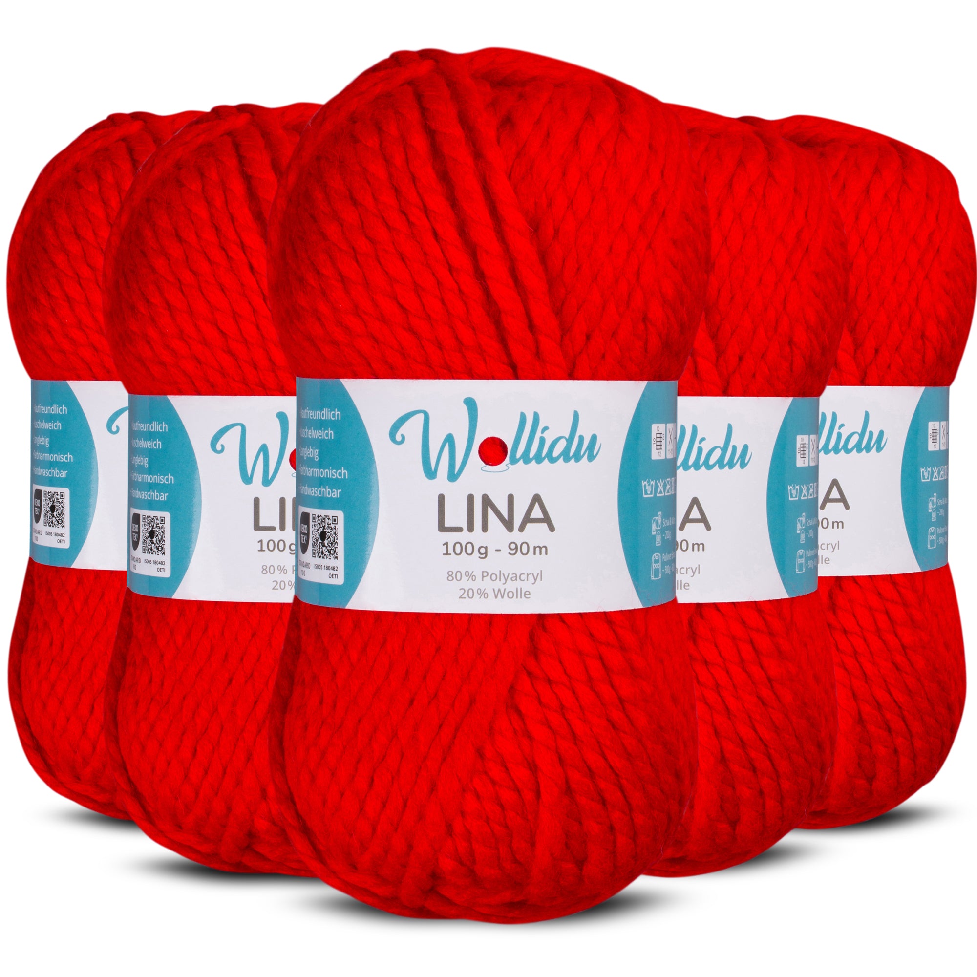 Lina 5er-Pack 100g – Mulesingfreie Acryl-Wolle mit Schafwolle, OEKO-TEX® zertifiziert (500g Gesamt)