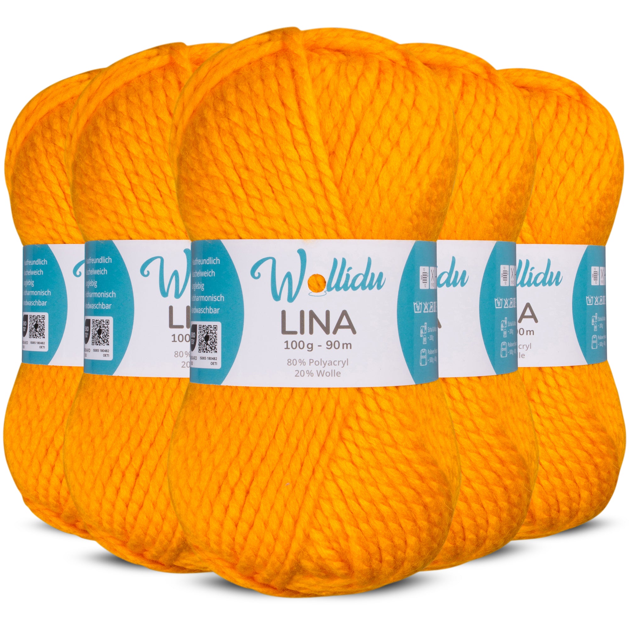 Lina 5er-Pack 100g – Mulesingfreie Acryl-Wolle mit Schafwolle, OEKO-TEX® zertifiziert (500g Gesamt)