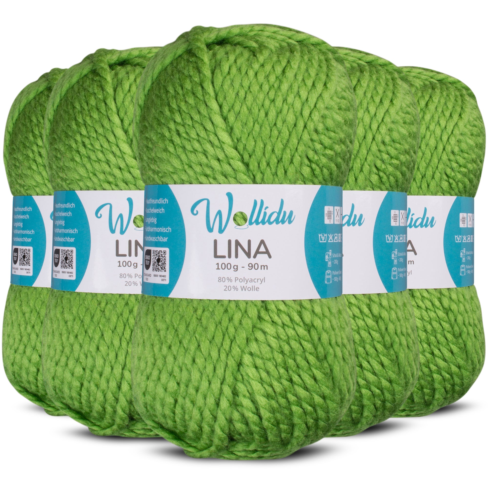 Lina 5er-Pack 100g – Mulesingfreie Acryl-Wolle mit Schafwolle, OEKO-TEX® zertifiziert (500g Gesamt)