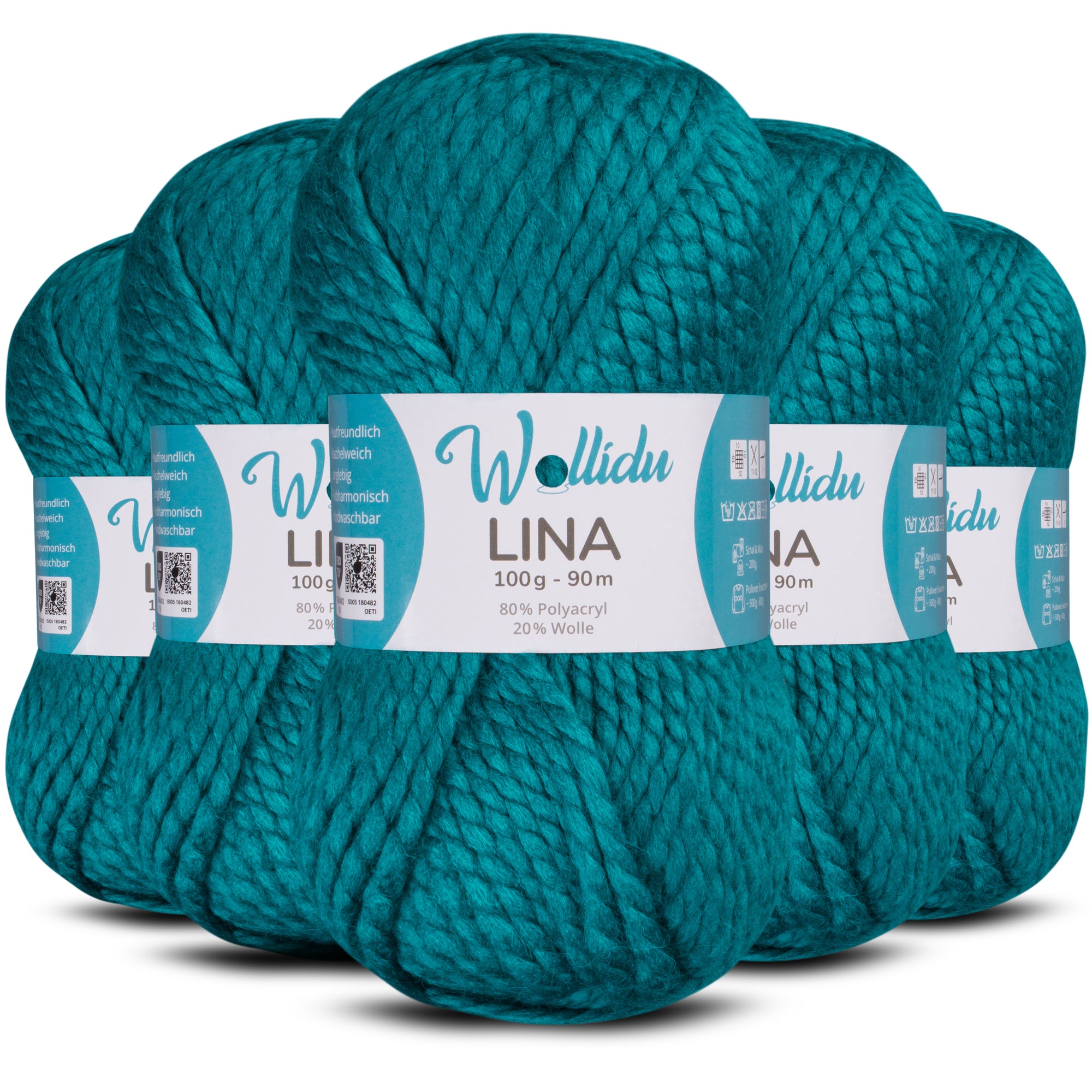 Lina 5er-Pack 100g – Mulesingfreie Acryl-Wolle mit Schafwolle, OEKO-TEX® zertifiziert (500g Gesamt)