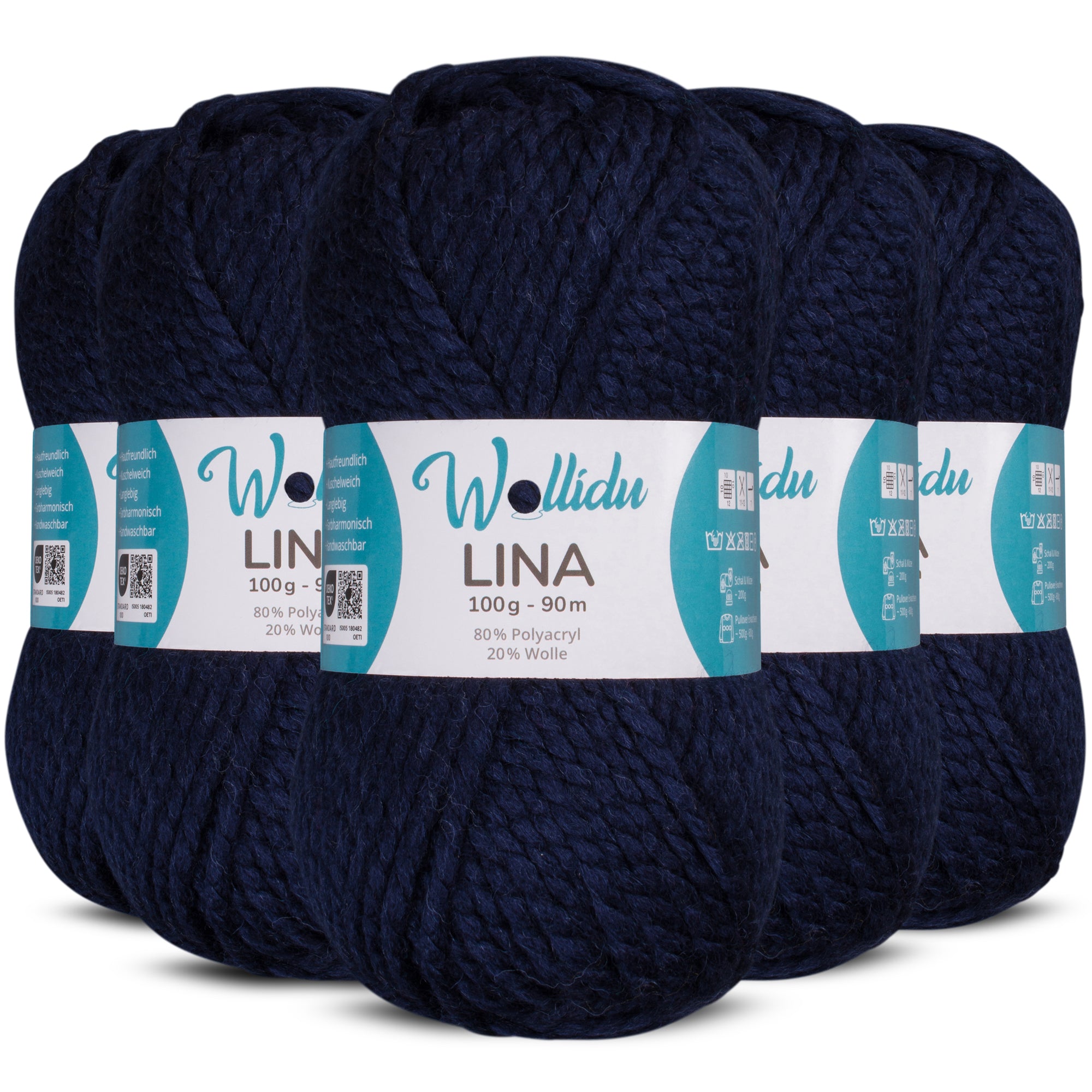 Lina 5er-Pack 100g – Mulesingfreie Acryl-Wolle mit Schafwolle, OEKO-TEX® zertifiziert (500g Gesamt)