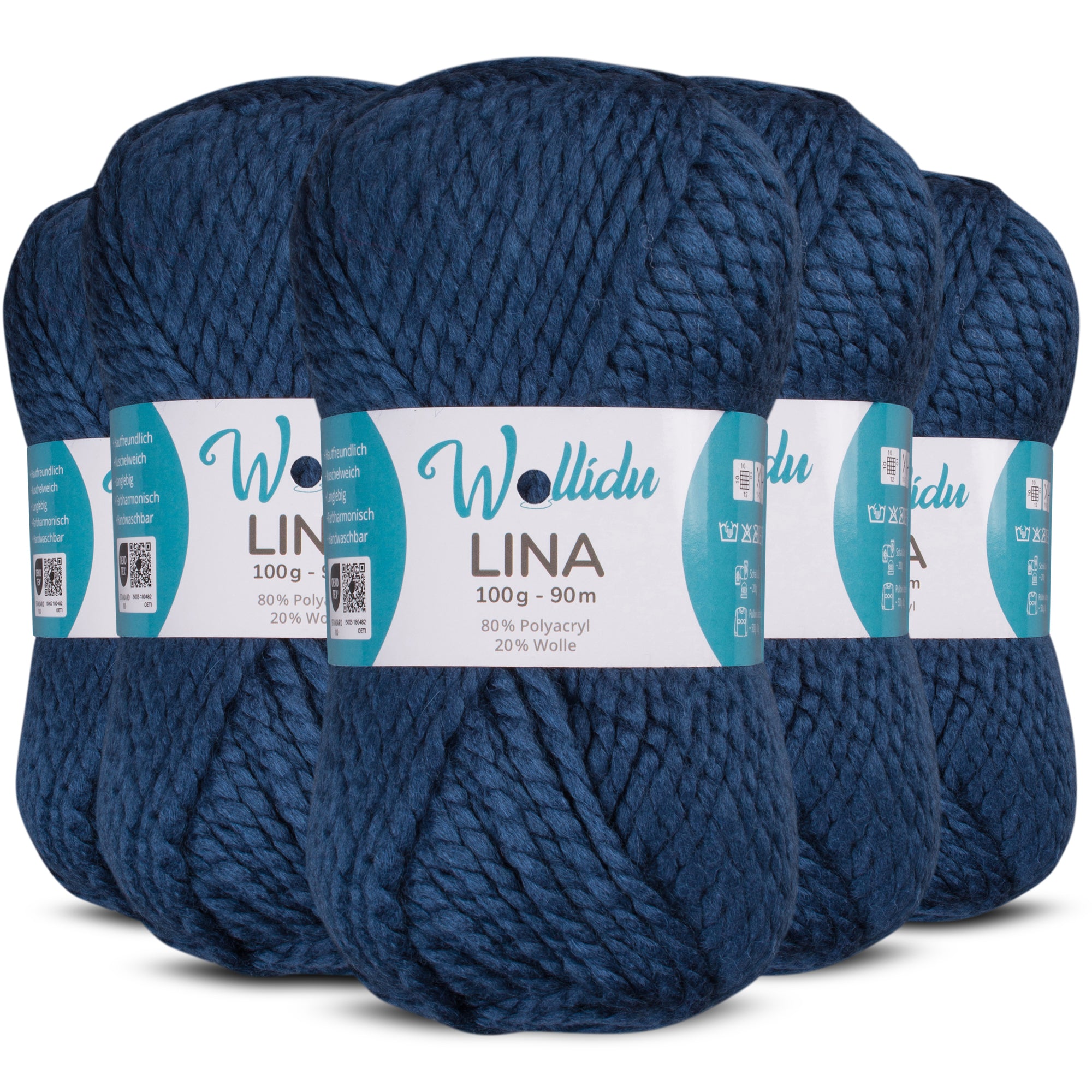 Lina 5er-Pack 100g – Mulesingfreie Acryl-Wolle mit Schafwolle, OEKO-TEX® zertifiziert (500g Gesamt)