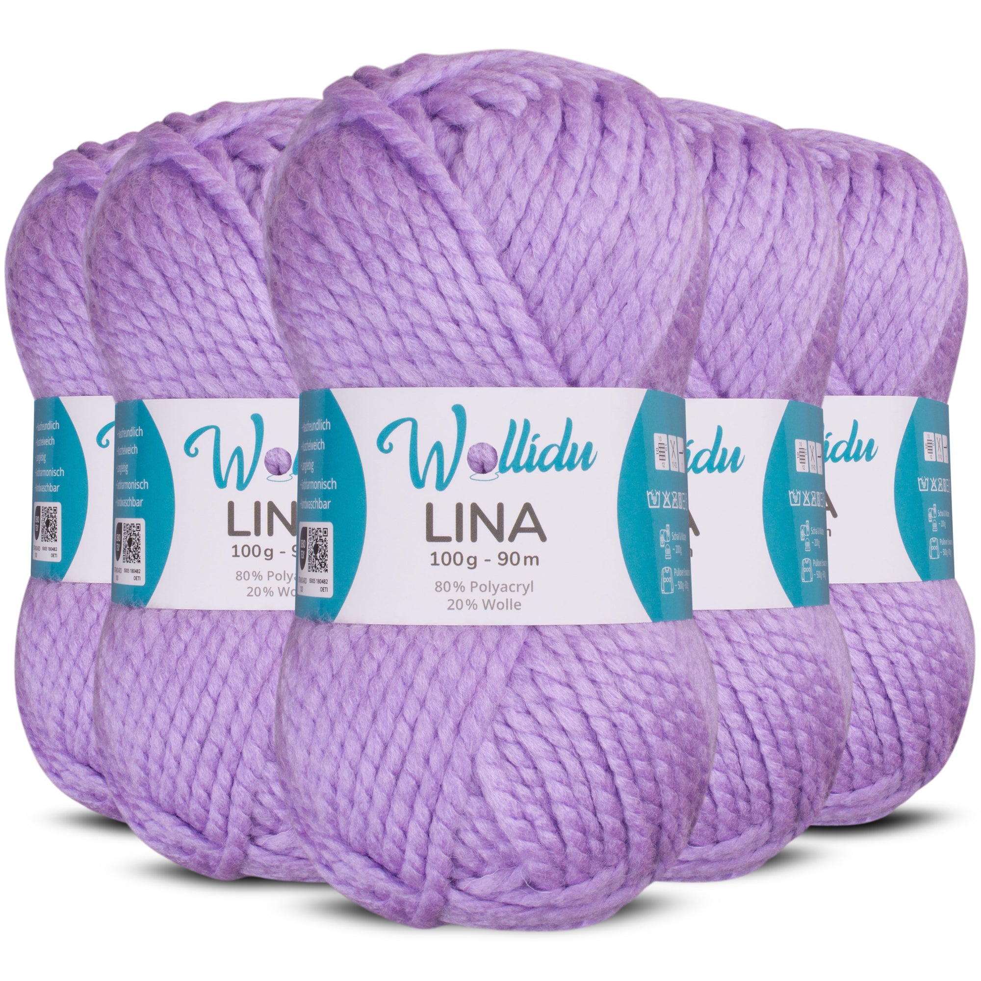 Lina 5er-Pack 100g – Mulesingfreie Acryl-Wolle mit Schafwolle, OEKO-TEX® zertifiziert (500g Gesamt)