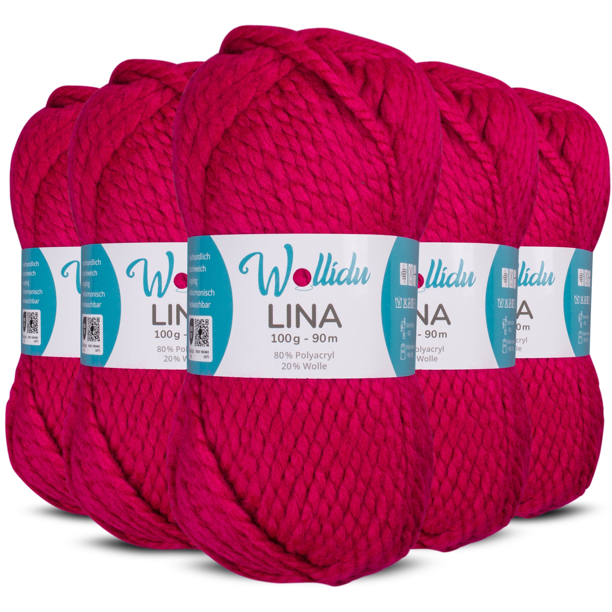 Lina 5er-Pack 100g – Mulesingfreie Acryl-Wolle mit Schafwolle, OEKO-TEX® zertifiziert (500g Gesamt)