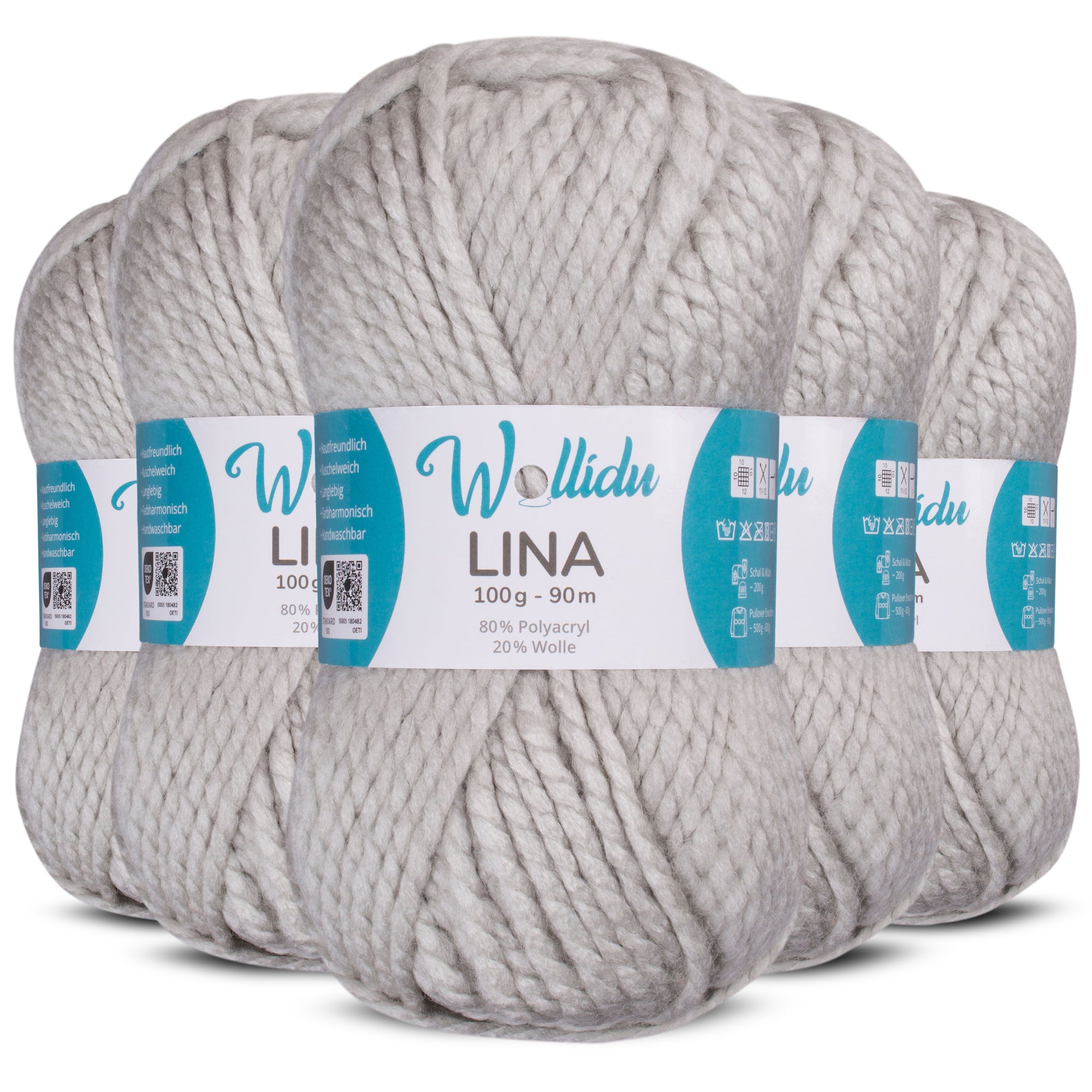 Lina 5er-Pack 100g – Mulesingfreie Acryl-Wolle mit Schafwolle, OEKO-TEX® zertifiziert (500g Gesamt)