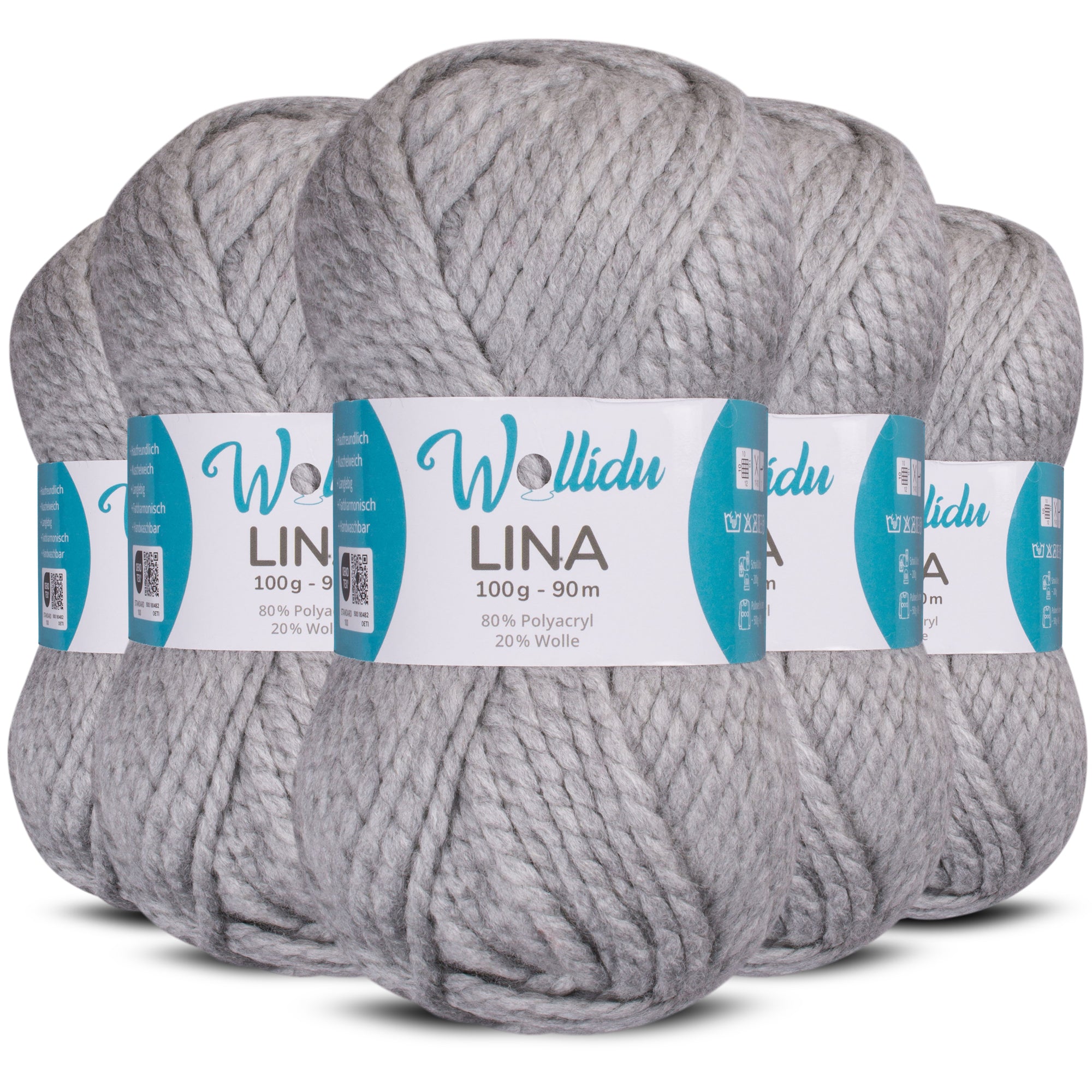 Lina 5er-Pack 100g – Mulesingfreie Acryl-Wolle mit Schafwolle, OEKO-TEX® zertifiziert (500g Gesamt)