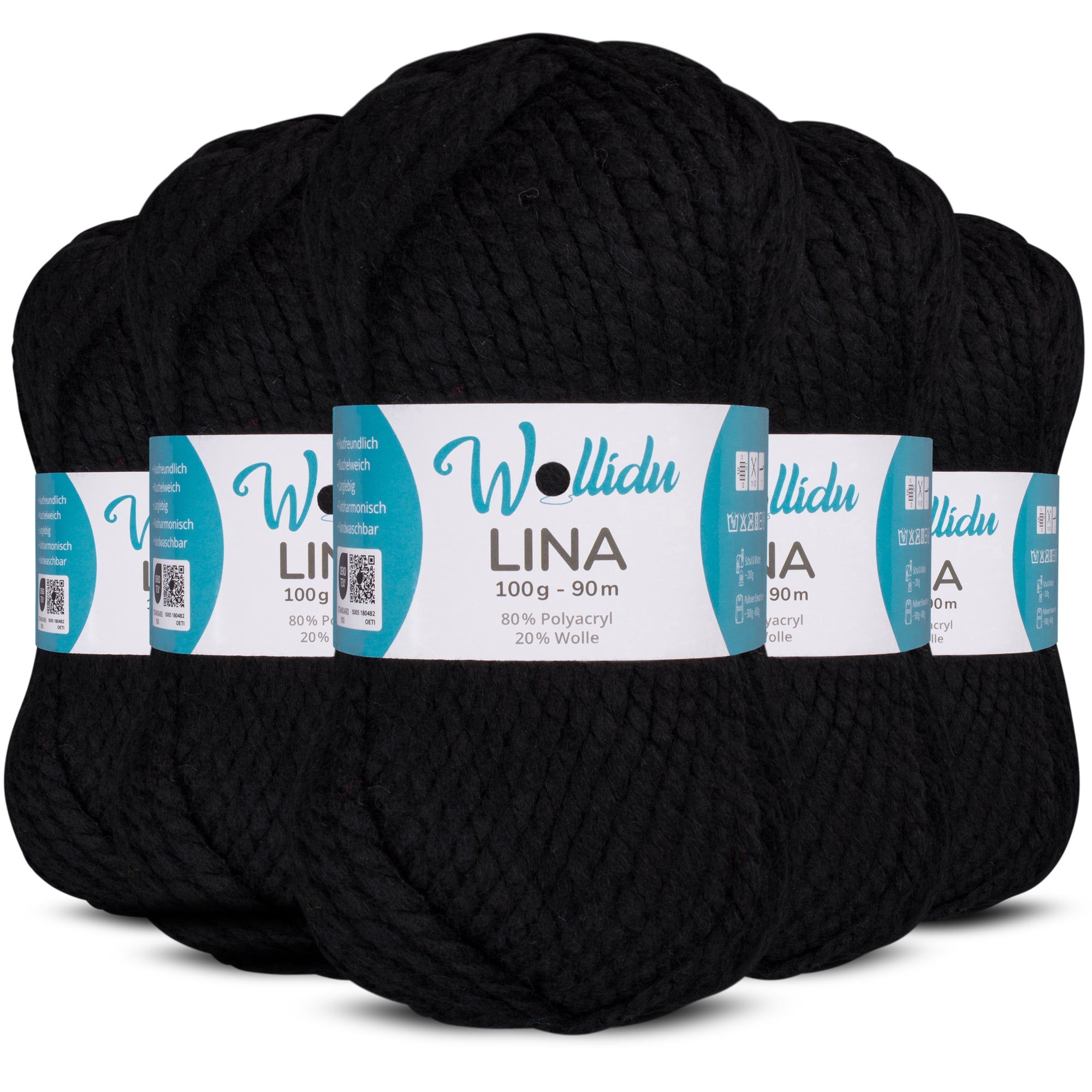 Lina 5er-Pack 100g – Mulesingfreie Acryl-Wolle mit Schafwolle, OEKO-TEX® zertifiziert (500g Gesamt)
