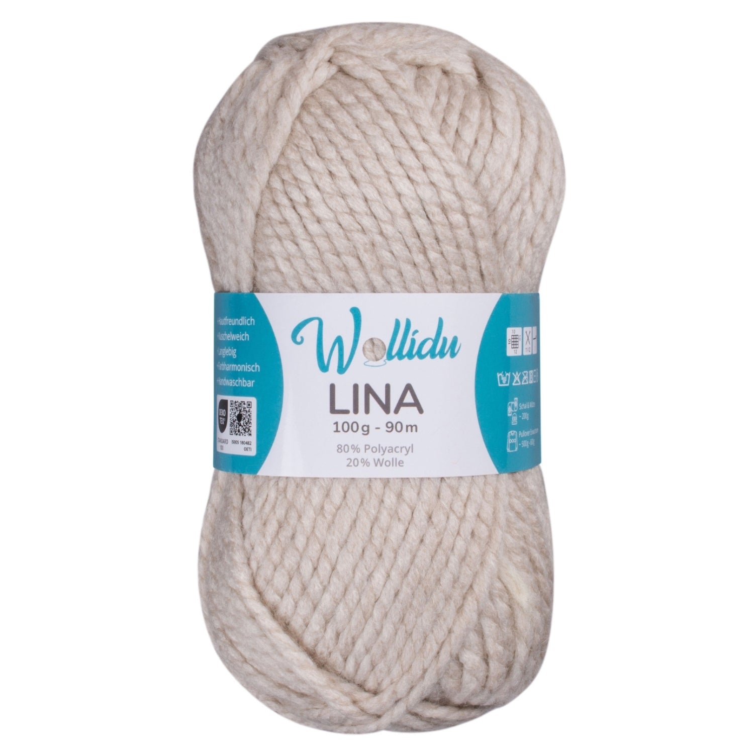 Lina 100g – Mulesingfreie Acryl-Schafwolle zum Stricken & Häkeln (Einzelknäuel, OEKO-TEX®)