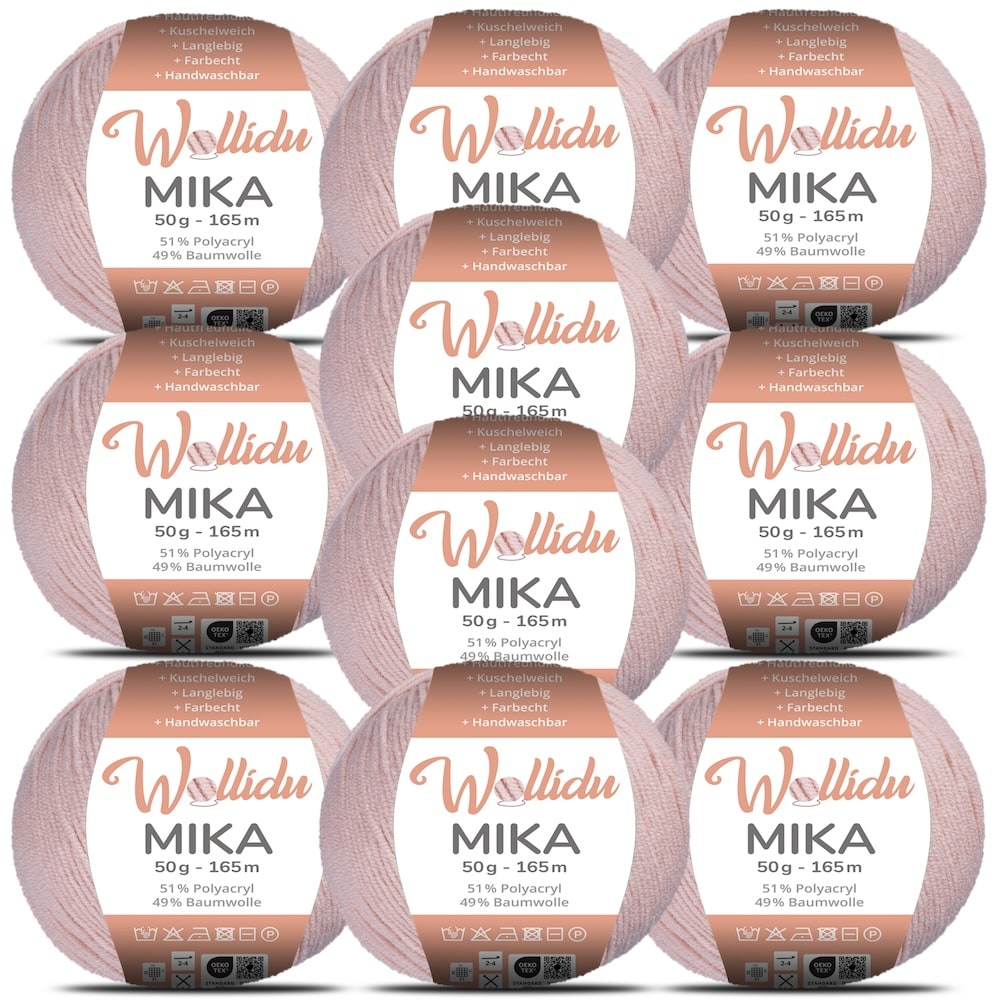 Wollidu Mika Baumwolle zum Häkeln und Stricken Mischung 51% Polyacryl 49% Baumwolle Häkelgarn Strickgarn 10x 50g/165m - Lachs