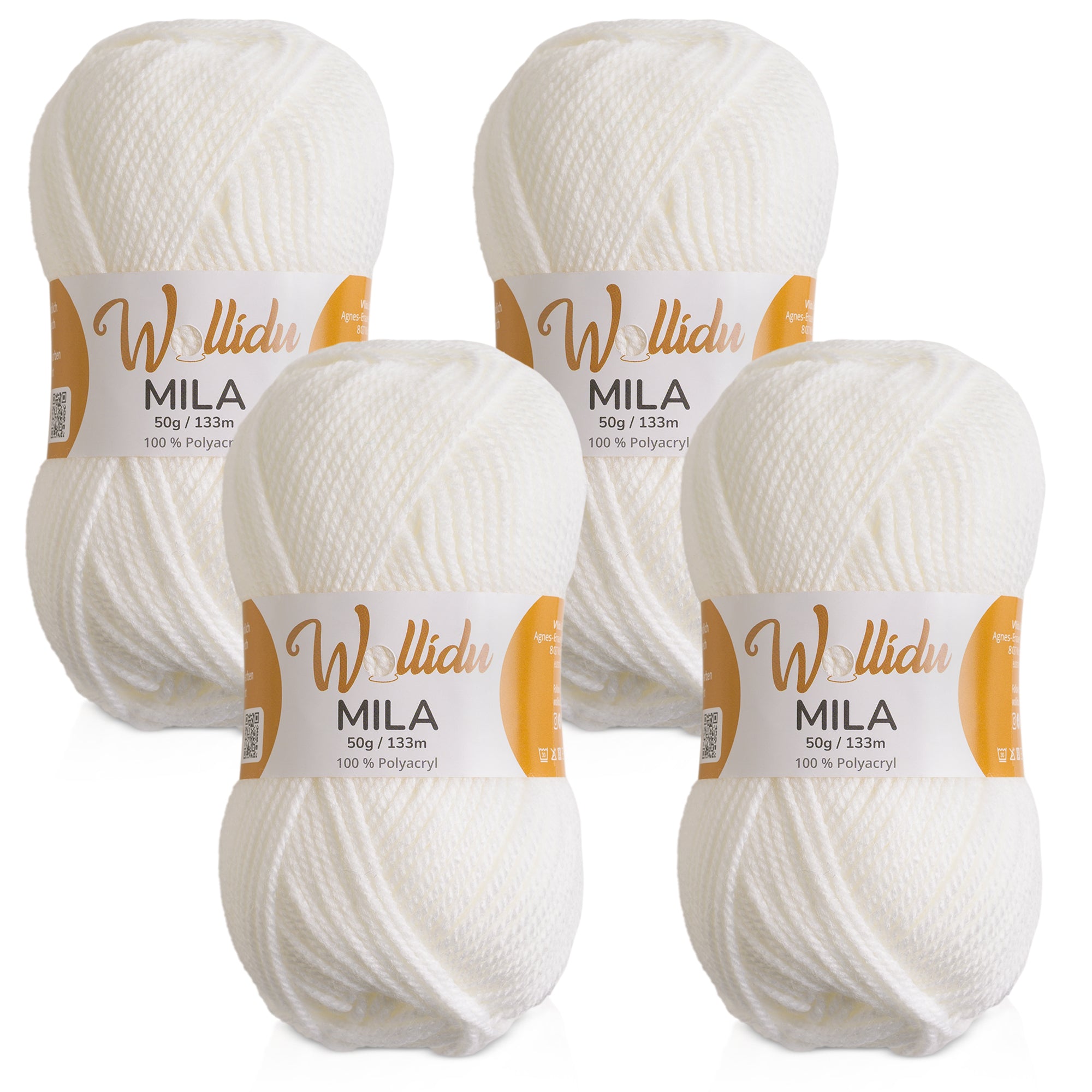Mila 4er-Pack 50g – Acrylgarn für Strick- & Häkelprojekte (OEKO-TEX®, 200g Gesamt)