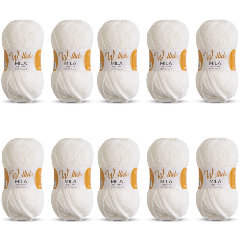 Mila 10er-Pack 50g – Weiches Acrylgarn zum Häkeln & Stricken (OEKO-TEX®, 500g Gesamt)