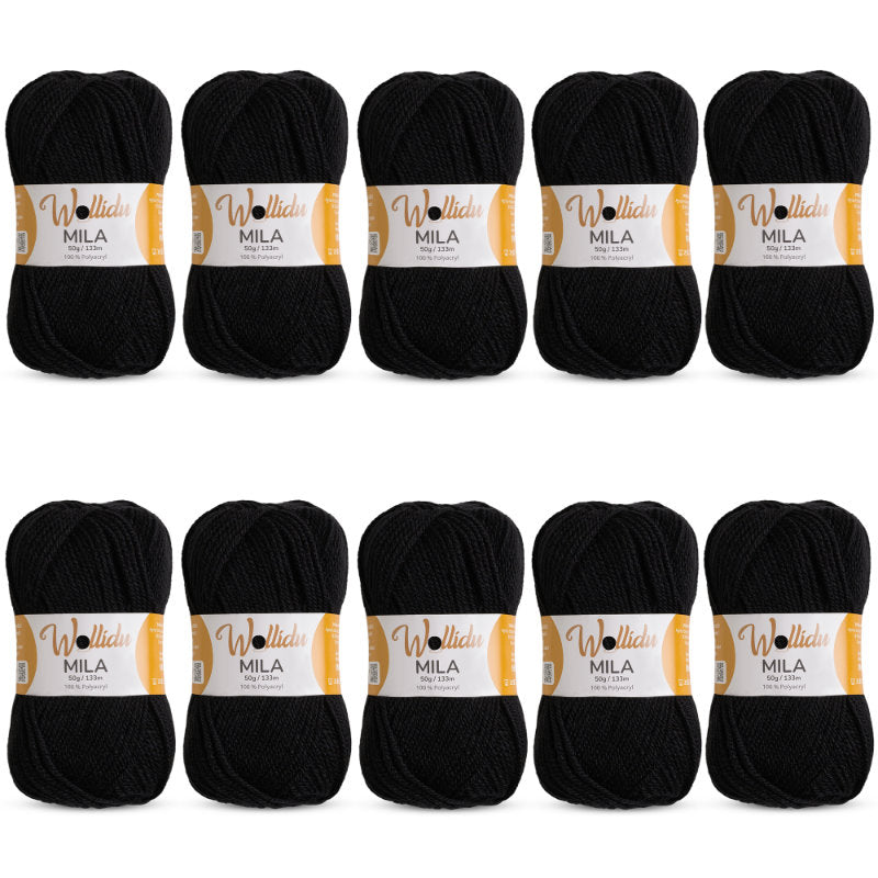 Mila 10er-Pack 50g – Weiches Acrylgarn zum Häkeln & Stricken (OEKO-TEX®, 500g Gesamt)