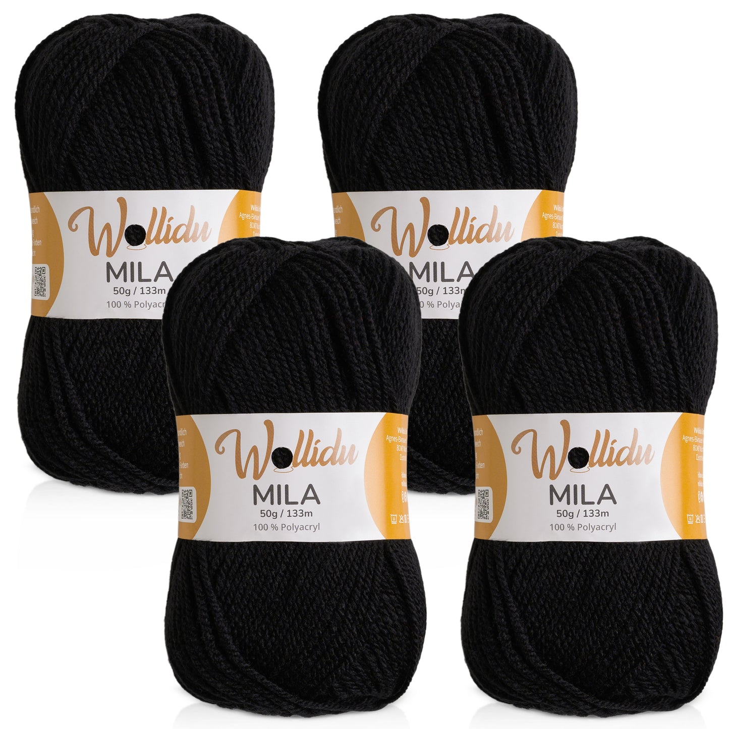 Mila 4er-Pack 50g – Acrylgarn für Strick- & Häkelprojekte (OEKO-TEX®, 200g Gesamt)
