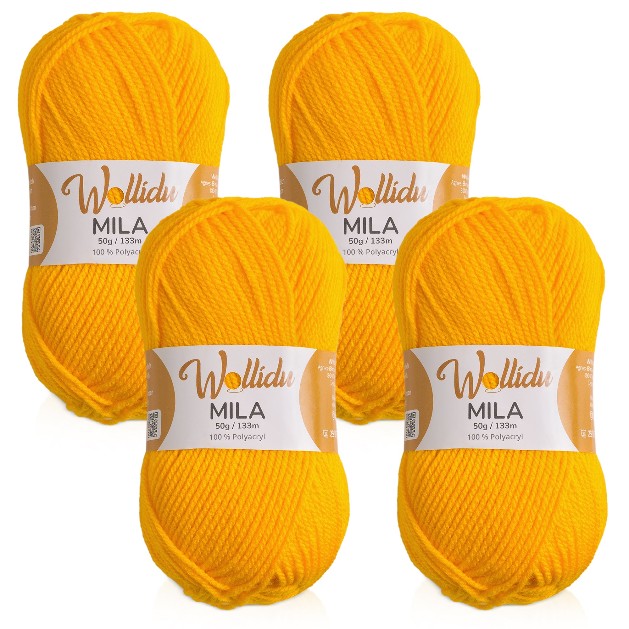 Mila 4er-Pack 50g – Acrylgarn für Strick- & Häkelprojekte (OEKO-TEX®, 200g Gesamt)