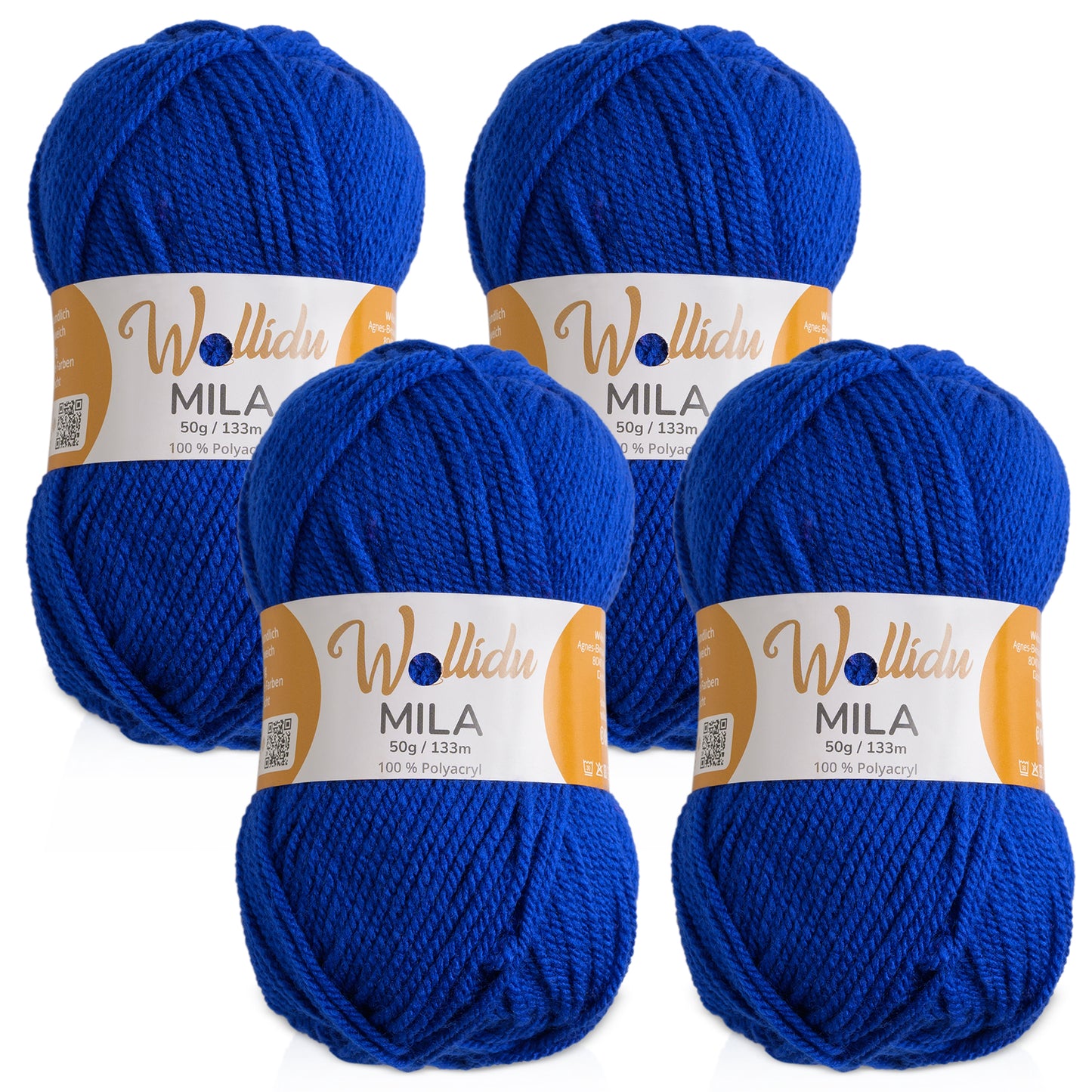 Mila 4er-Pack 50g – Acrylgarn für Strick- & Häkelprojekte (OEKO-TEX®, 200g Gesamt)