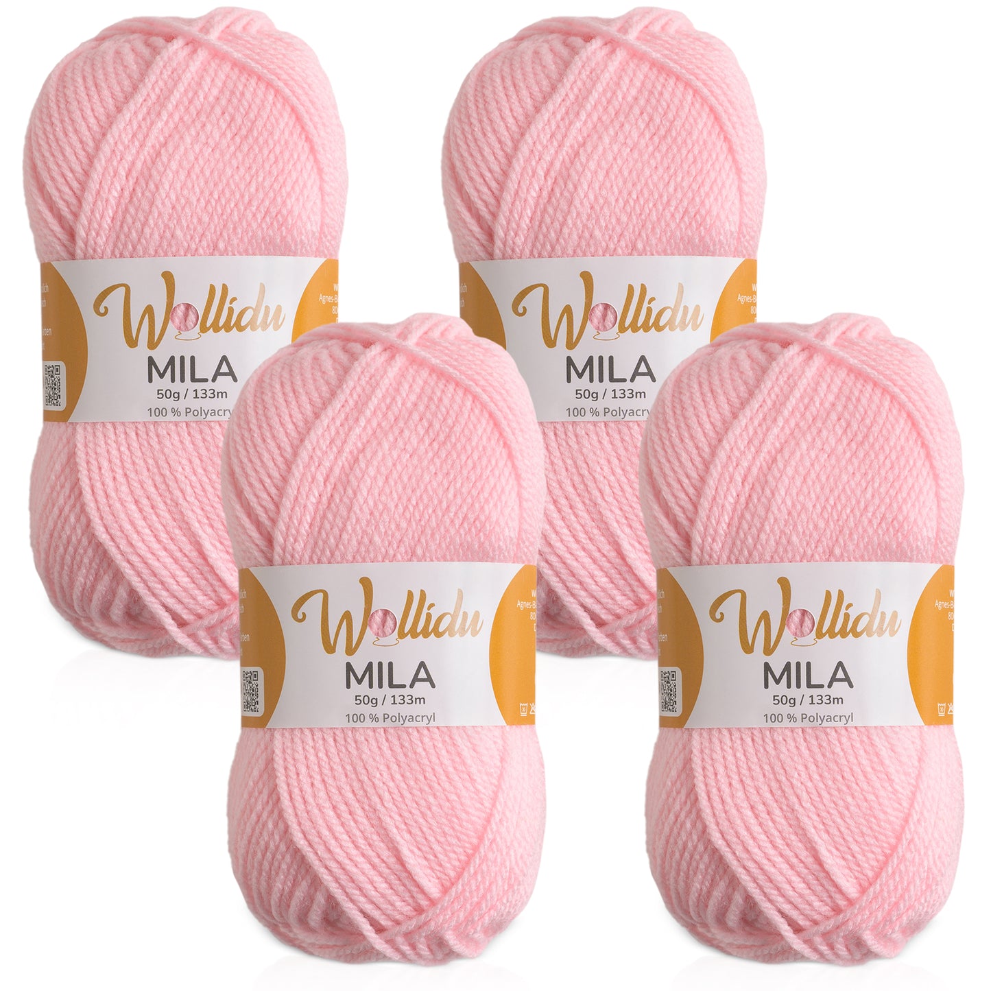 Mila 4er-Pack 50g – Acrylgarn für Strick- & Häkelprojekte (OEKO-TEX®, 200g Gesamt)