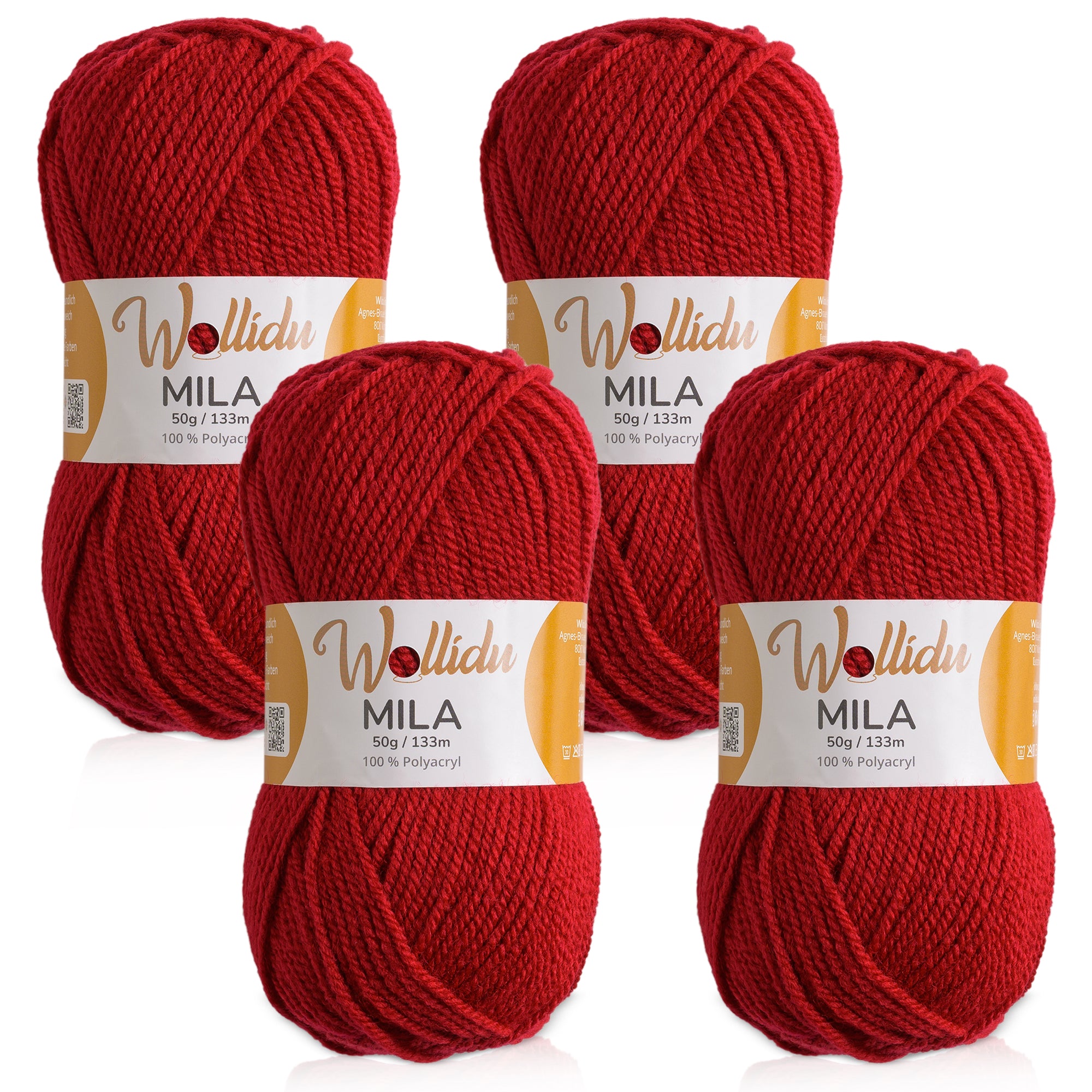 Mila 4er-Pack 50g – Acrylgarn für Strick- & Häkelprojekte (OEKO-TEX®, 200g Gesamt)