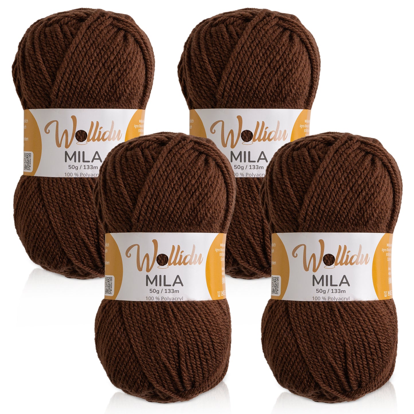 Mila 4er-Pack 50g – Acrylgarn für Strick- & Häkelprojekte (OEKO-TEX®, 200g Gesamt)
