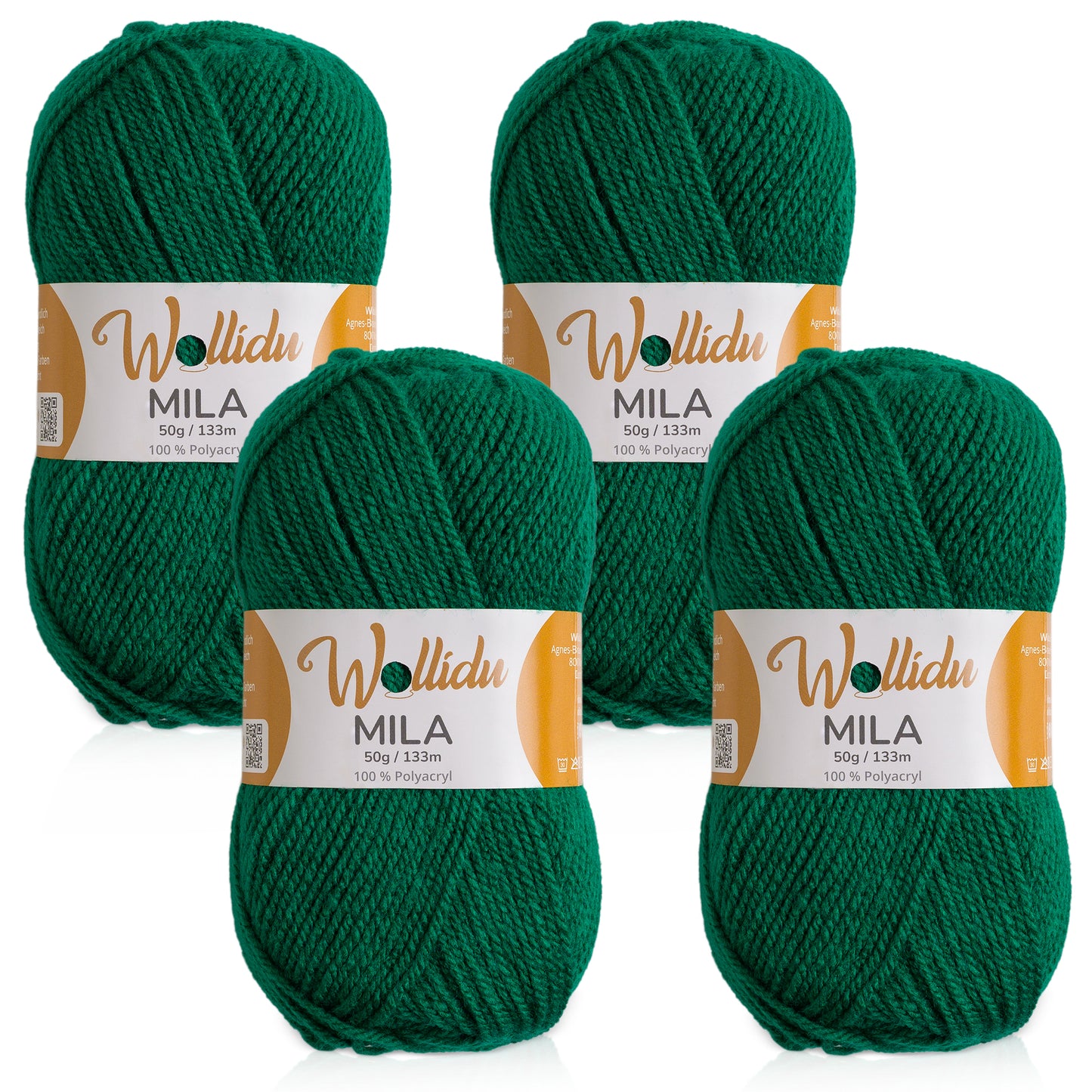 Mila 4er-Pack 50g – Acrylgarn für Strick- & Häkelprojekte (OEKO-TEX®, 200g Gesamt)