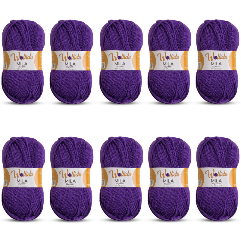Mila 10er-Pack 50g – Weiches Acrylgarn zum Häkeln & Stricken (OEKO-TEX®, 500g Gesamt)