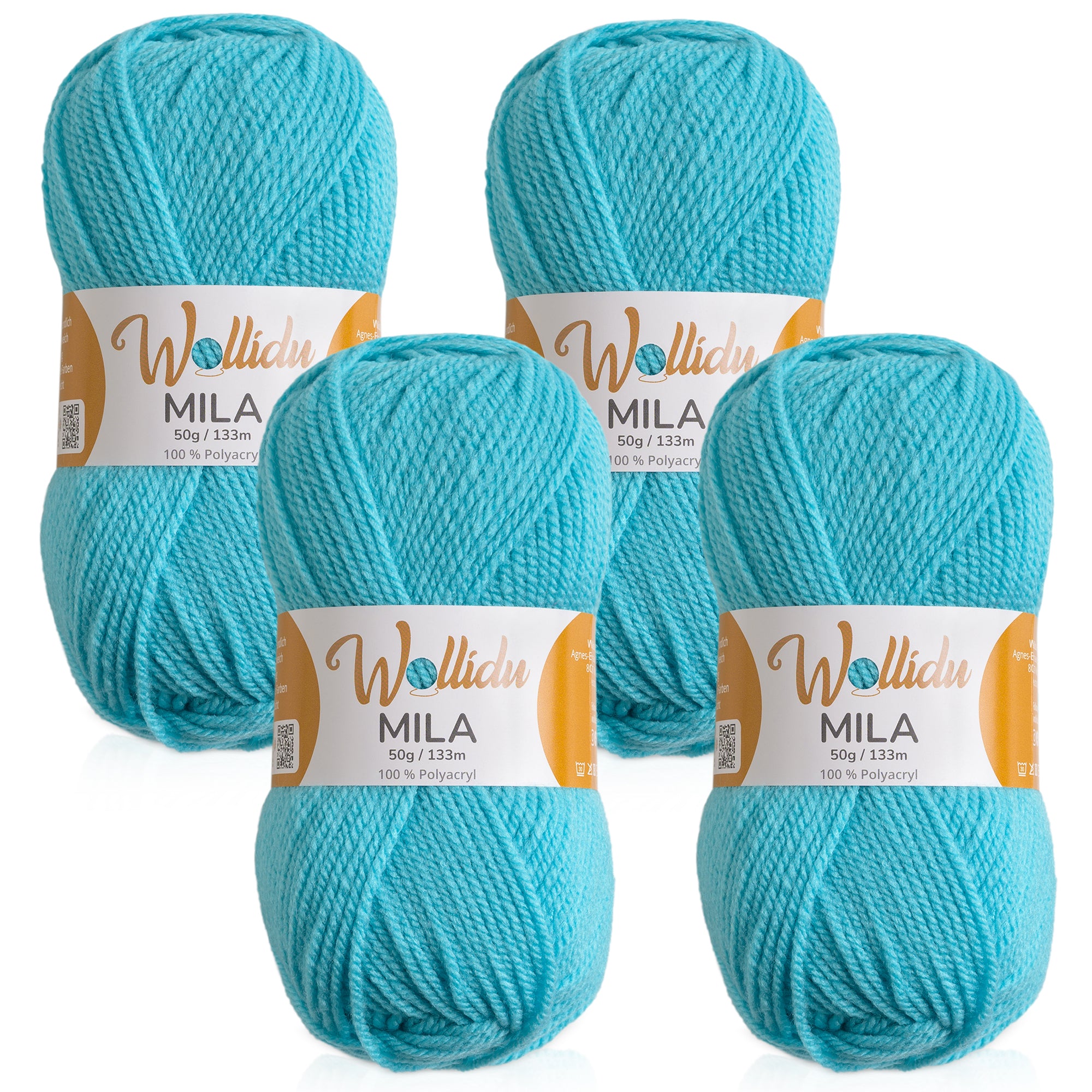 Mila 4er-Pack 50g – Acrylgarn für Strick- & Häkelprojekte (OEKO-TEX®, 200g Gesamt)