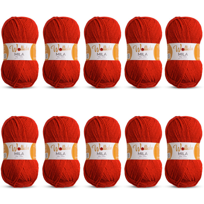 Mila 10er-Pack 50g – Weiches Acrylgarn zum Häkeln & Stricken (OEKO-TEX®, 500g Gesamt)