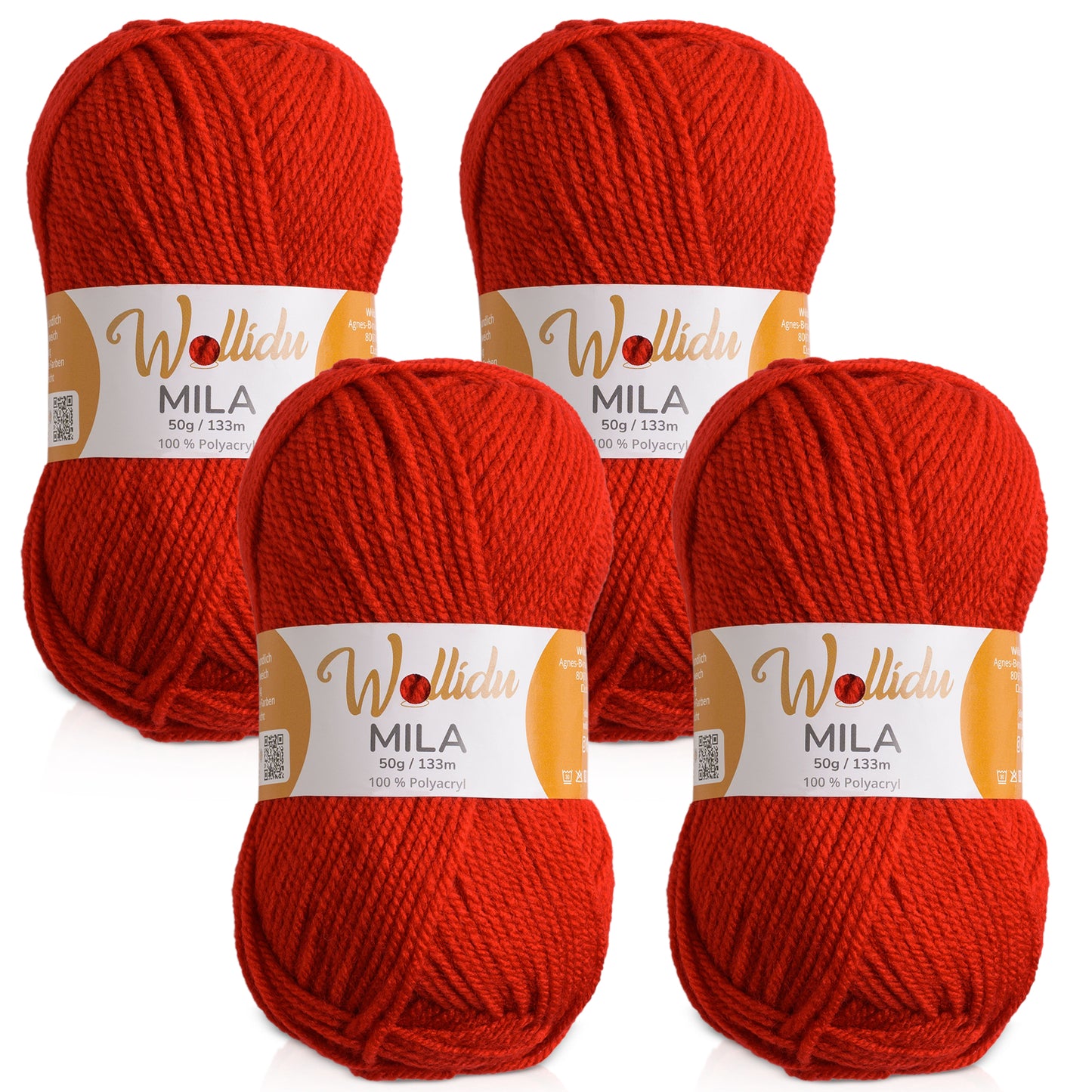 Mila 4er-Pack 50g – Acrylgarn für Strick- & Häkelprojekte (OEKO-TEX®, 200g Gesamt)