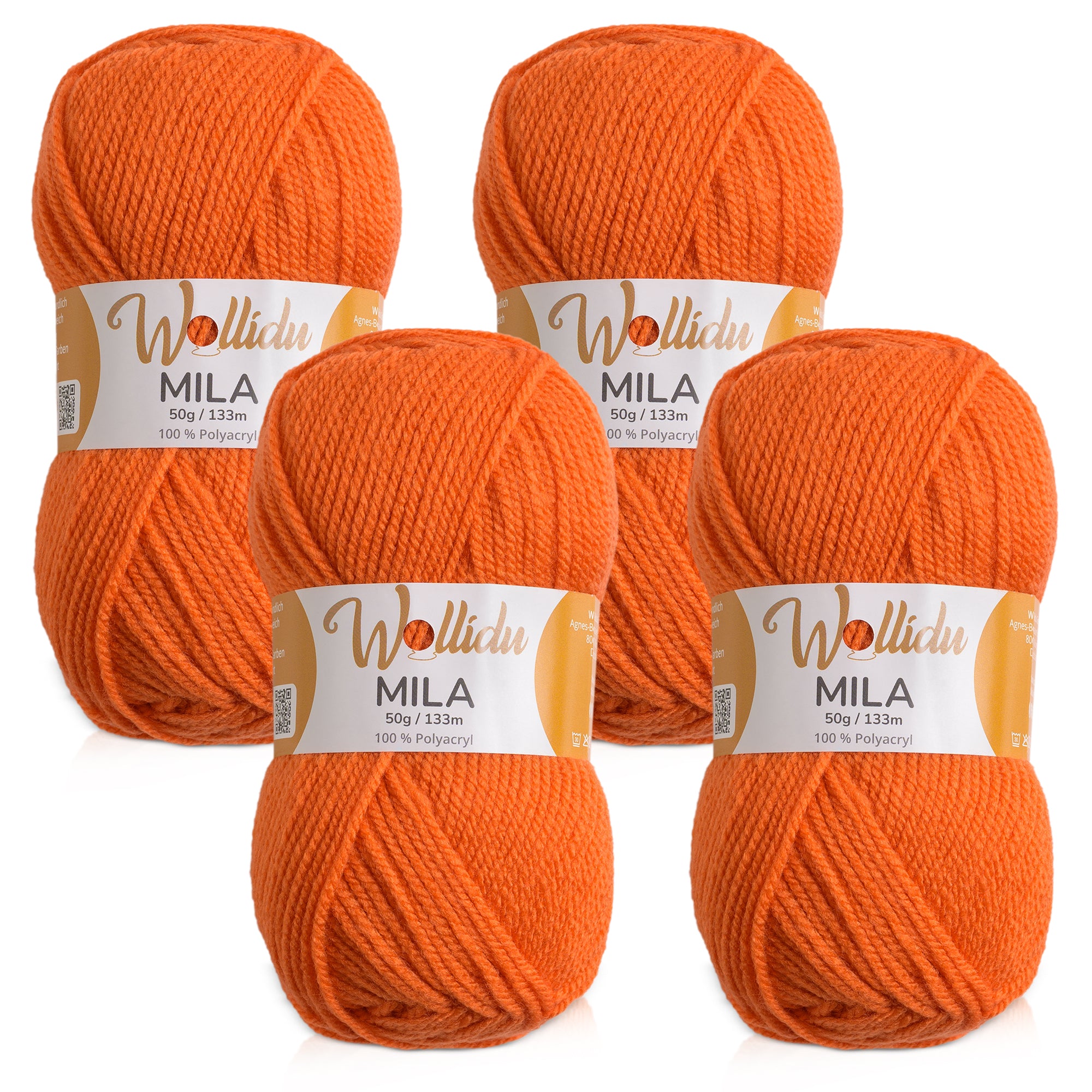 Mila 4er-Pack 50g – Acrylgarn für Strick- & Häkelprojekte (OEKO-TEX®, 200g Gesamt)