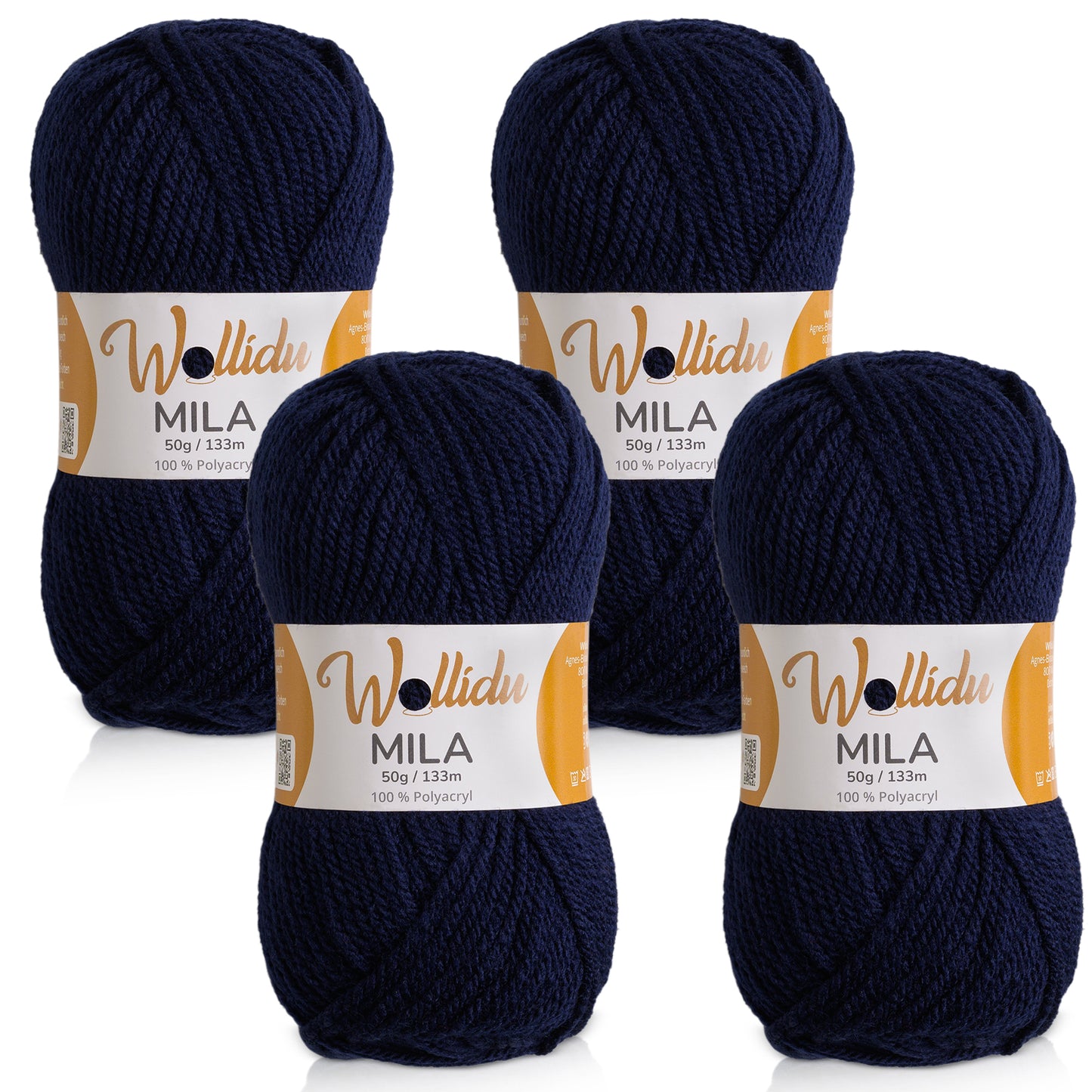Mila 4er-Pack 50g – Acrylgarn für Strick- & Häkelprojekte (OEKO-TEX®, 200g Gesamt)