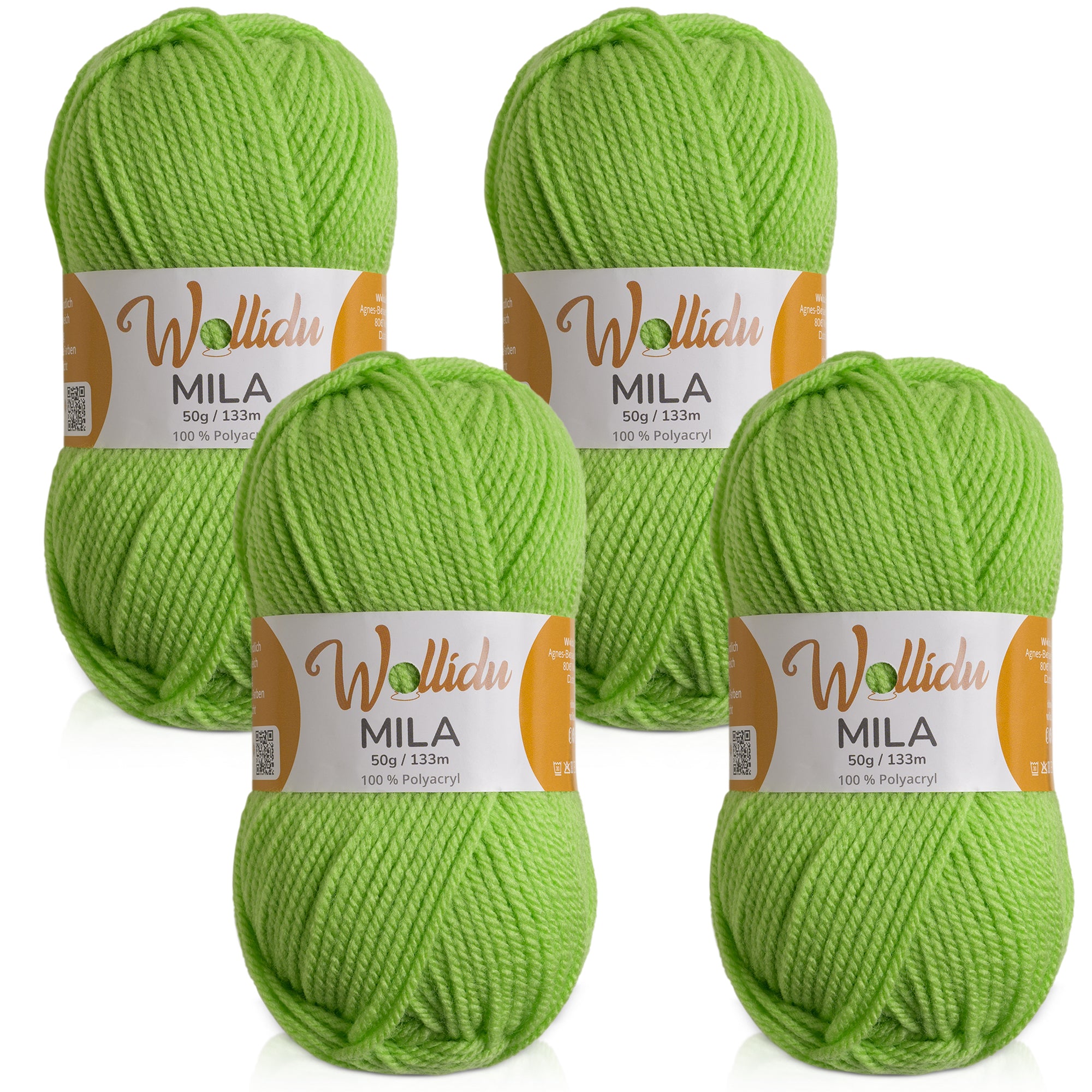 Mila 4er-Pack 50g – Acrylgarn für Strick- & Häkelprojekte (OEKO-TEX®, 200g Gesamt)