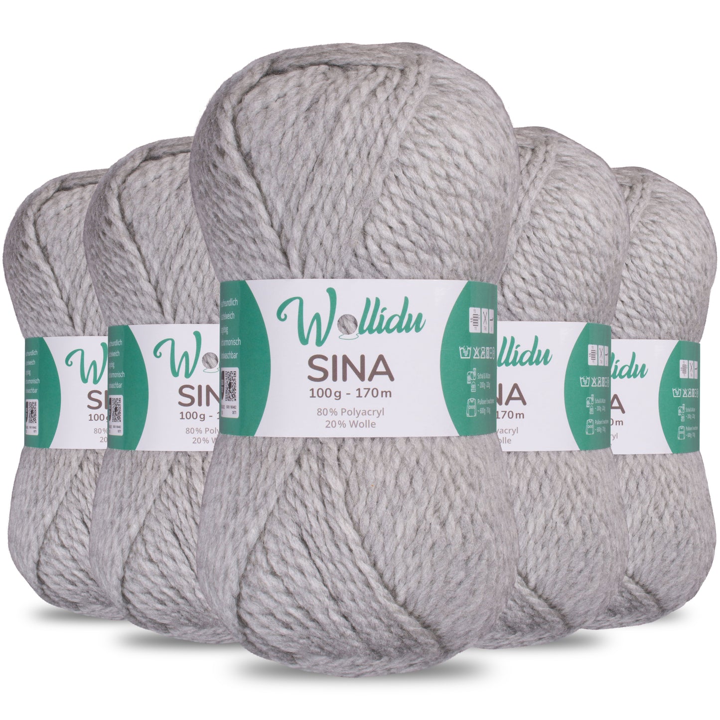 Sina 5er-Pack 100g – Premium Strick- & Häkelwolle aus Acryl & Schafwolle (OEKO-TEX®, mulesingfrei, 500g Gesamt)