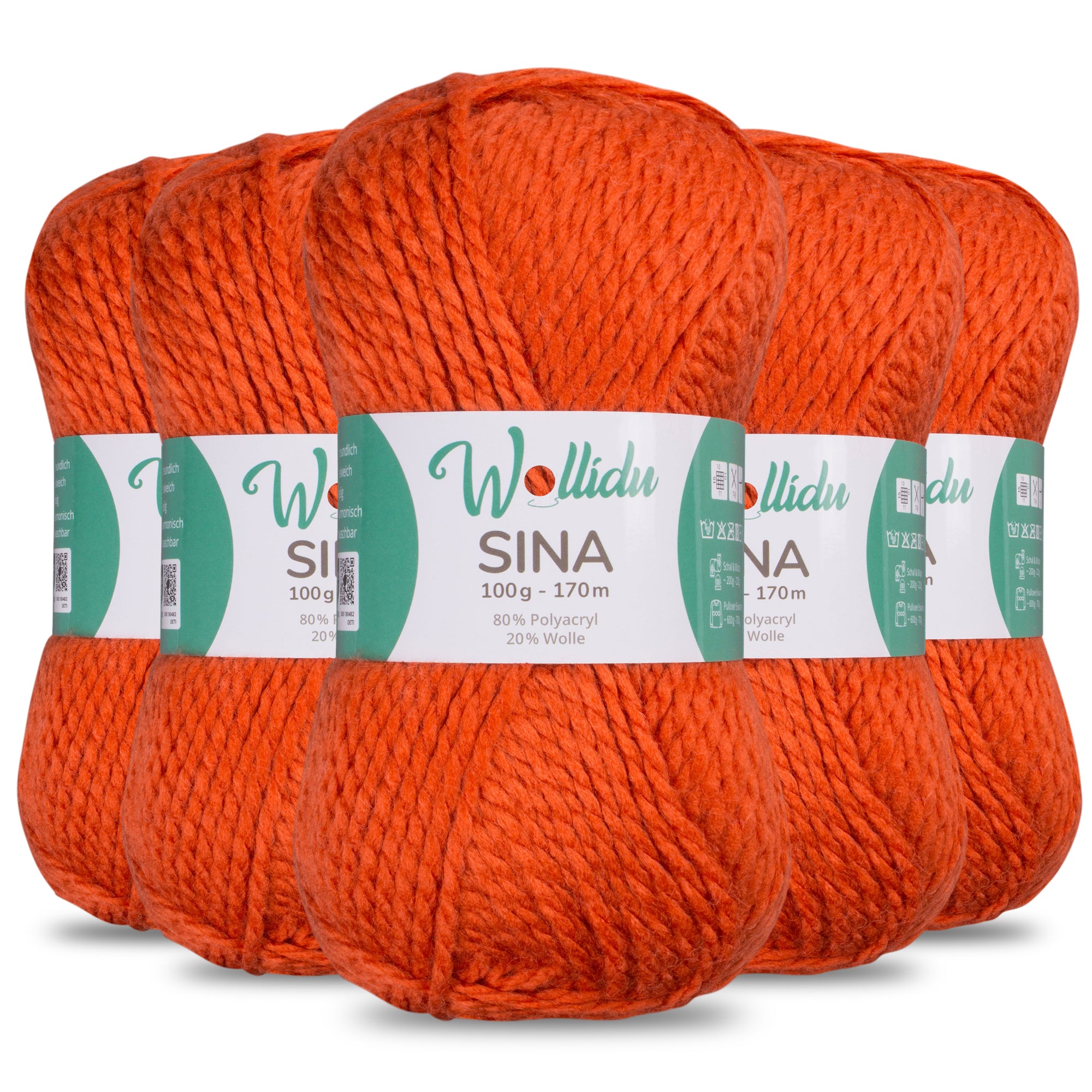 Sina 5er-Pack 100g – Premium Strick- & Häkelwolle aus Acryl & Schafwolle (OEKO-TEX®, mulesingfrei, 500g Gesamt)