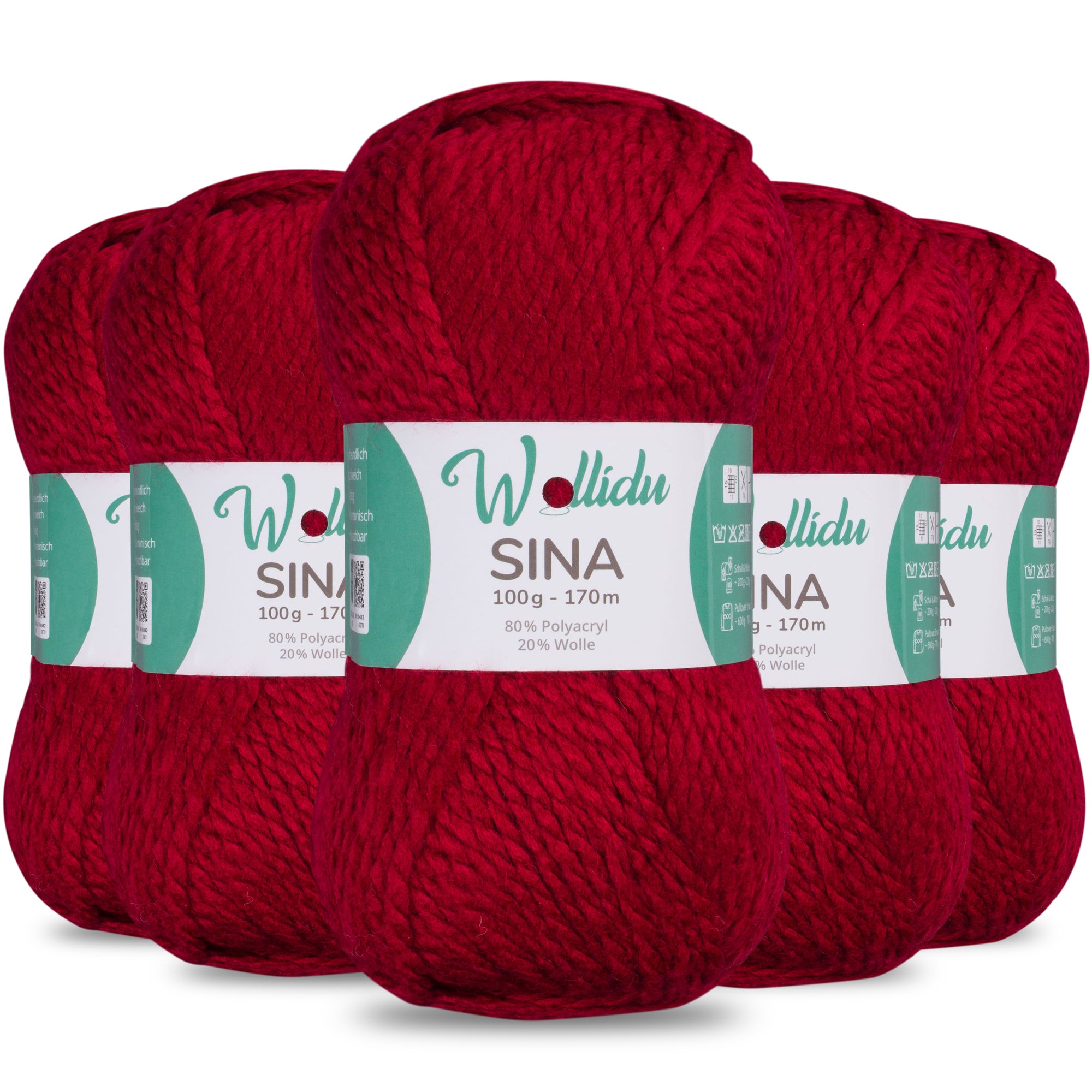 Sina 5er-Pack 100g – Premium Strick- & Häkelwolle aus Acryl & Schafwolle (OEKO-TEX®, mulesingfrei, 500g Gesamt)