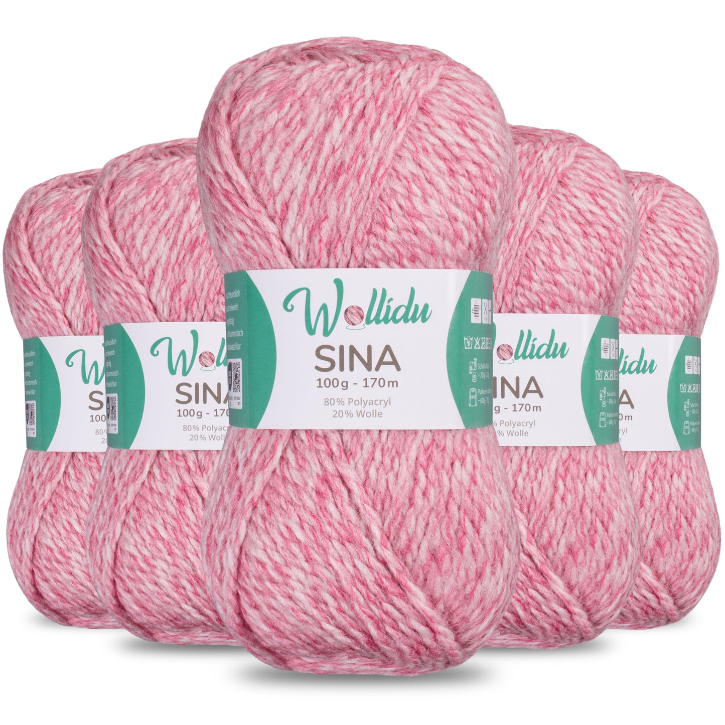 Sina 5er-Pack 100g – Premium Strick- & Häkelwolle aus Acryl & Schafwolle (OEKO-TEX®, mulesingfrei, 500g Gesamt)