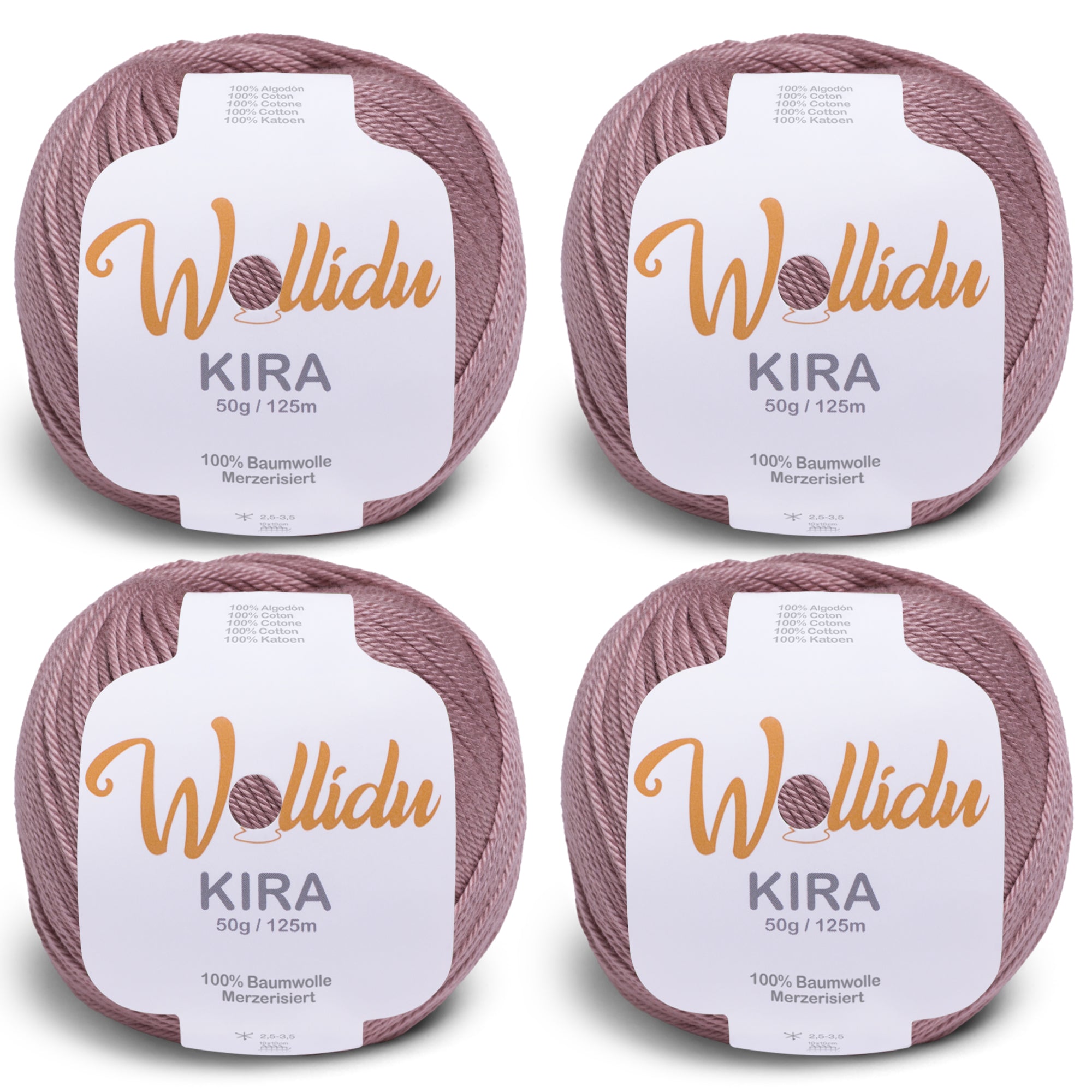 Kira 4er-Pack 50g – Merzerisierte Baumwolle zum Häkeln & Stricken (OEKO-TEX®, 200g Gesamt)