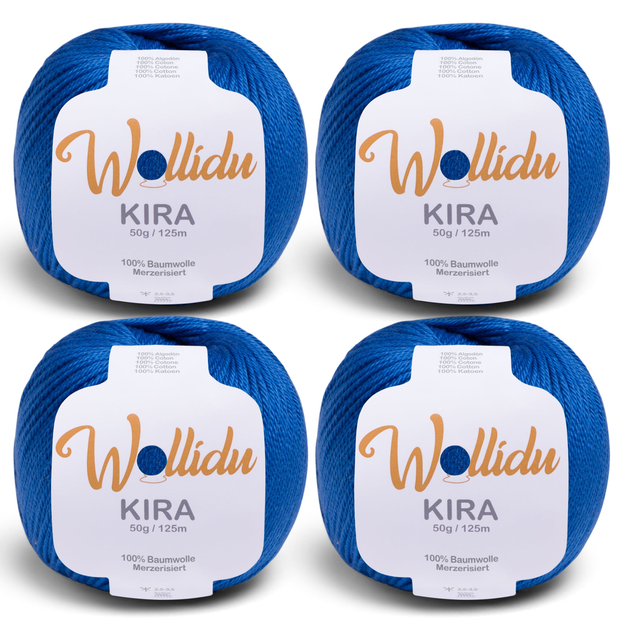 Kira 4er-Pack 50g – Merzerisierte Baumwolle zum Häkeln & Stricken (OEKO-TEX®, 200g Gesamt)