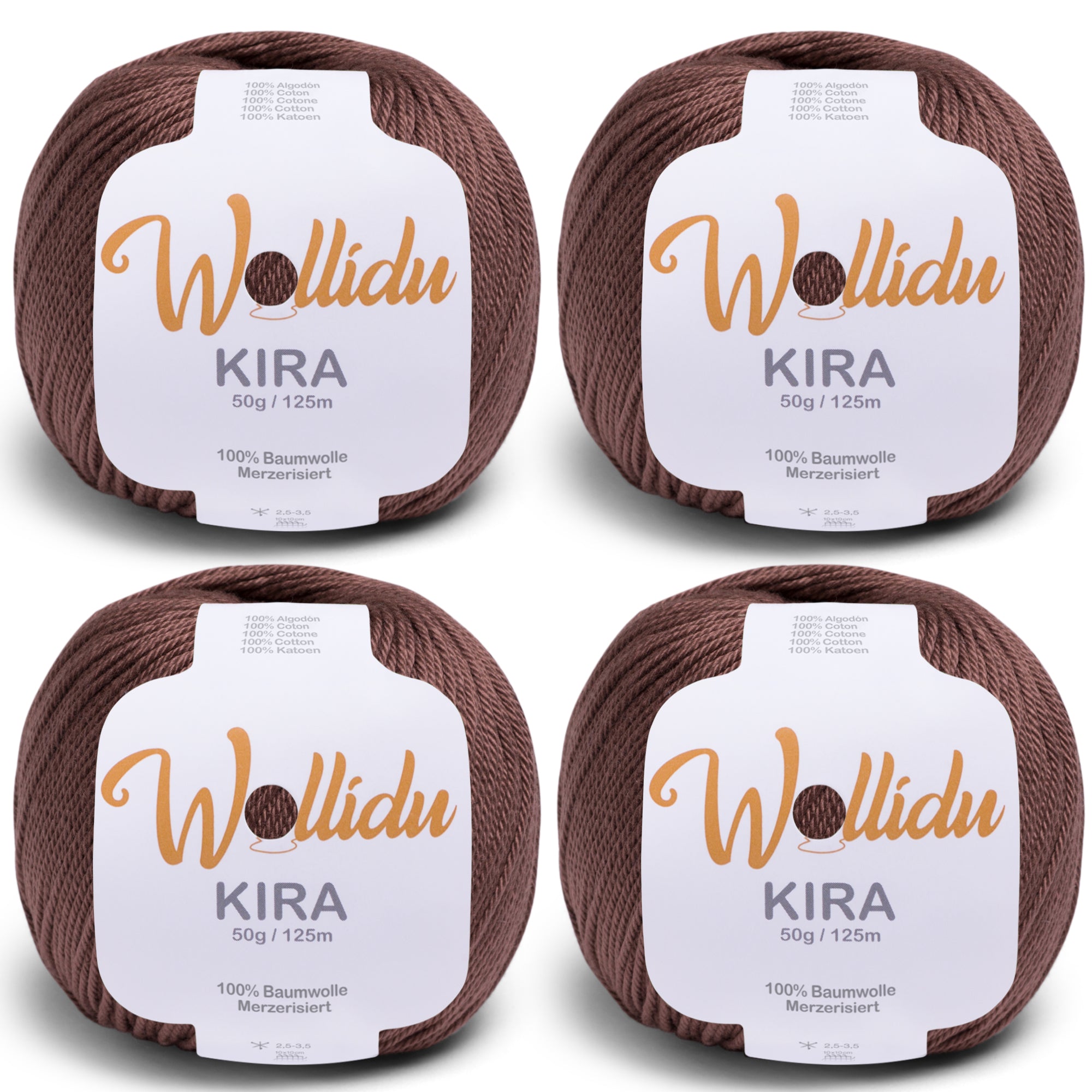 Kira 4er-Pack 50g – Merzerisierte Baumwolle zum Häkeln & Stricken (OEKO-TEX®, 200g Gesamt)