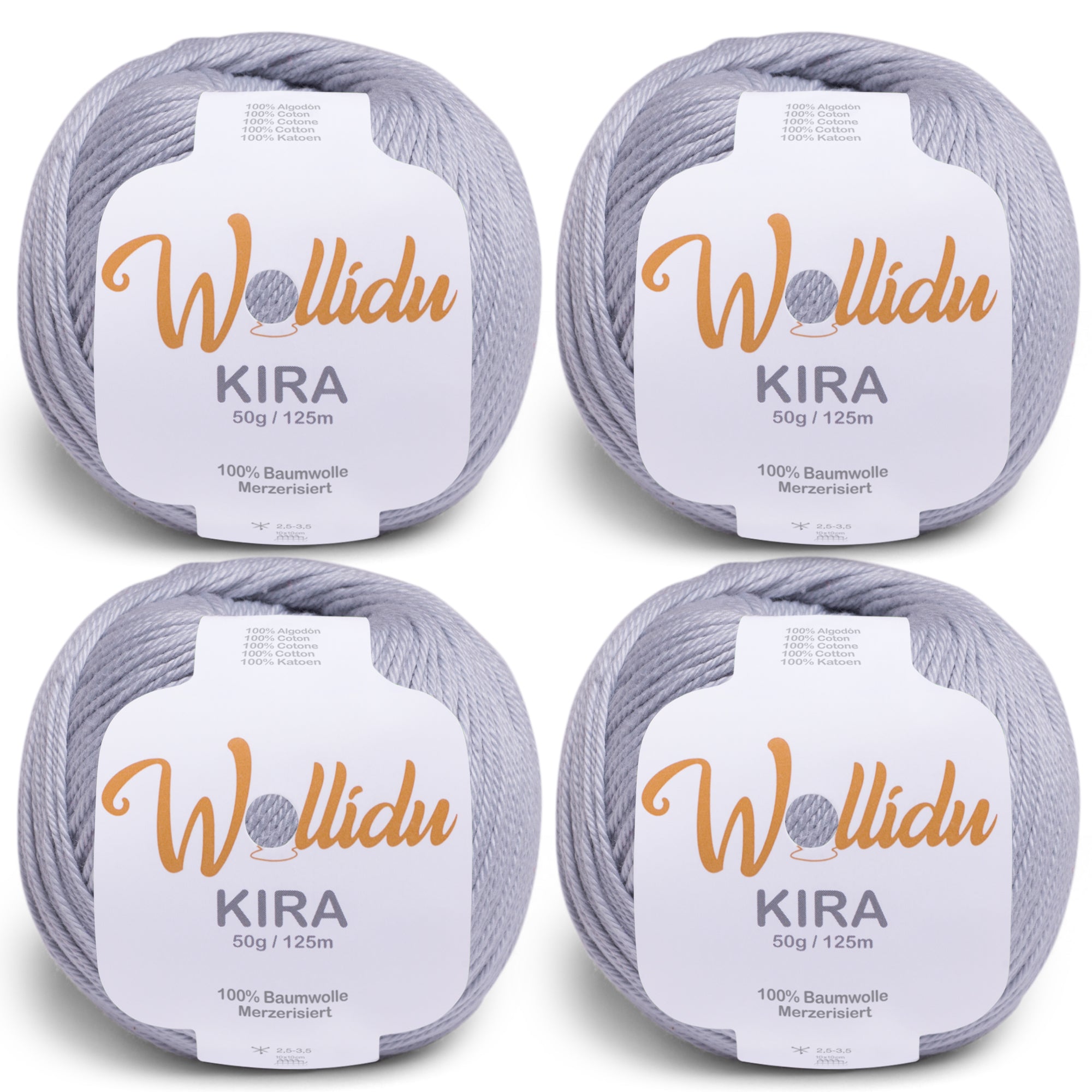Kira 4er-Pack 50g – Merzerisierte Baumwolle zum Häkeln & Stricken (OEKO-TEX®, 200g Gesamt)