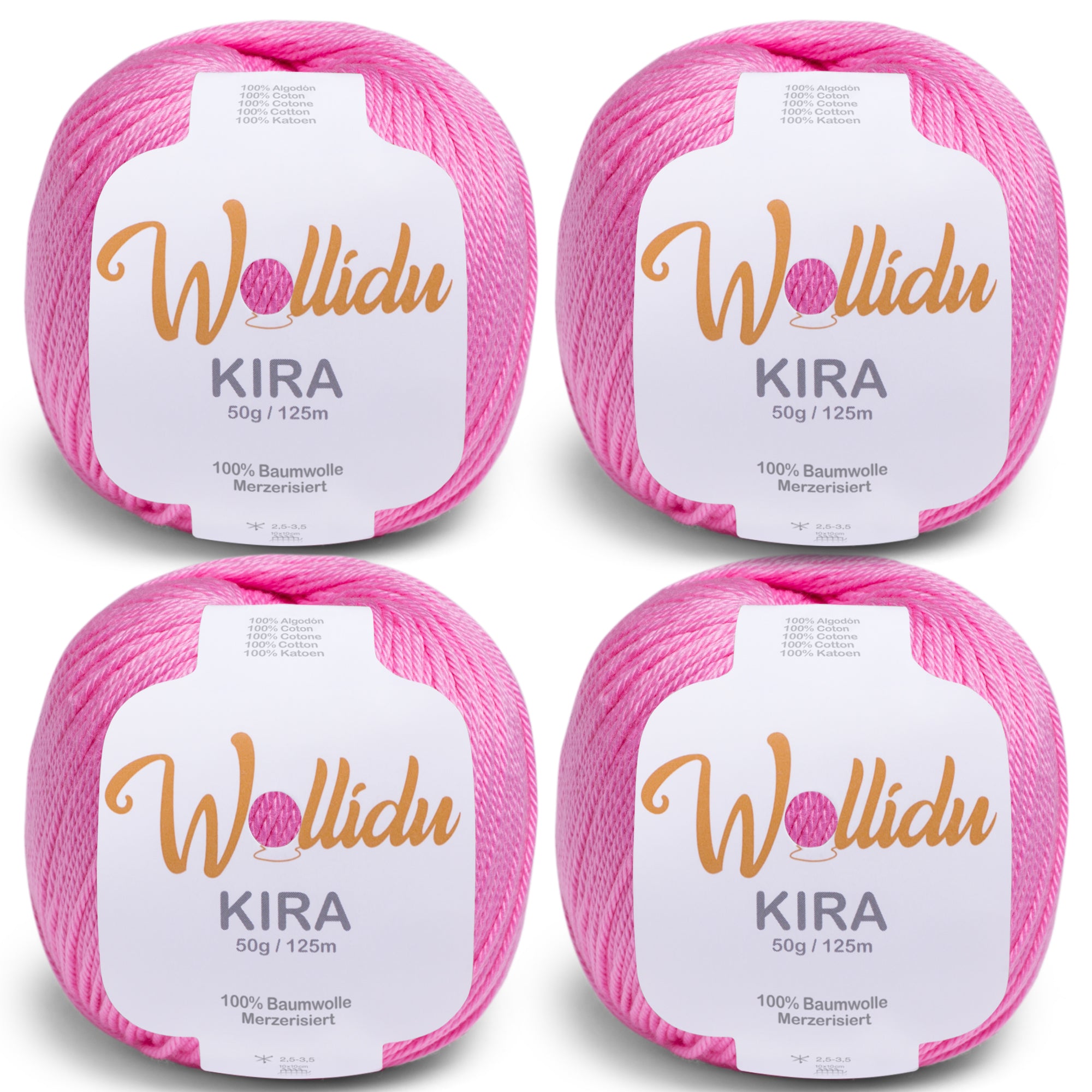 Kira 4er-Pack 50g – Merzerisierte Baumwolle zum Häkeln & Stricken (OEKO-TEX®, 200g Gesamt)