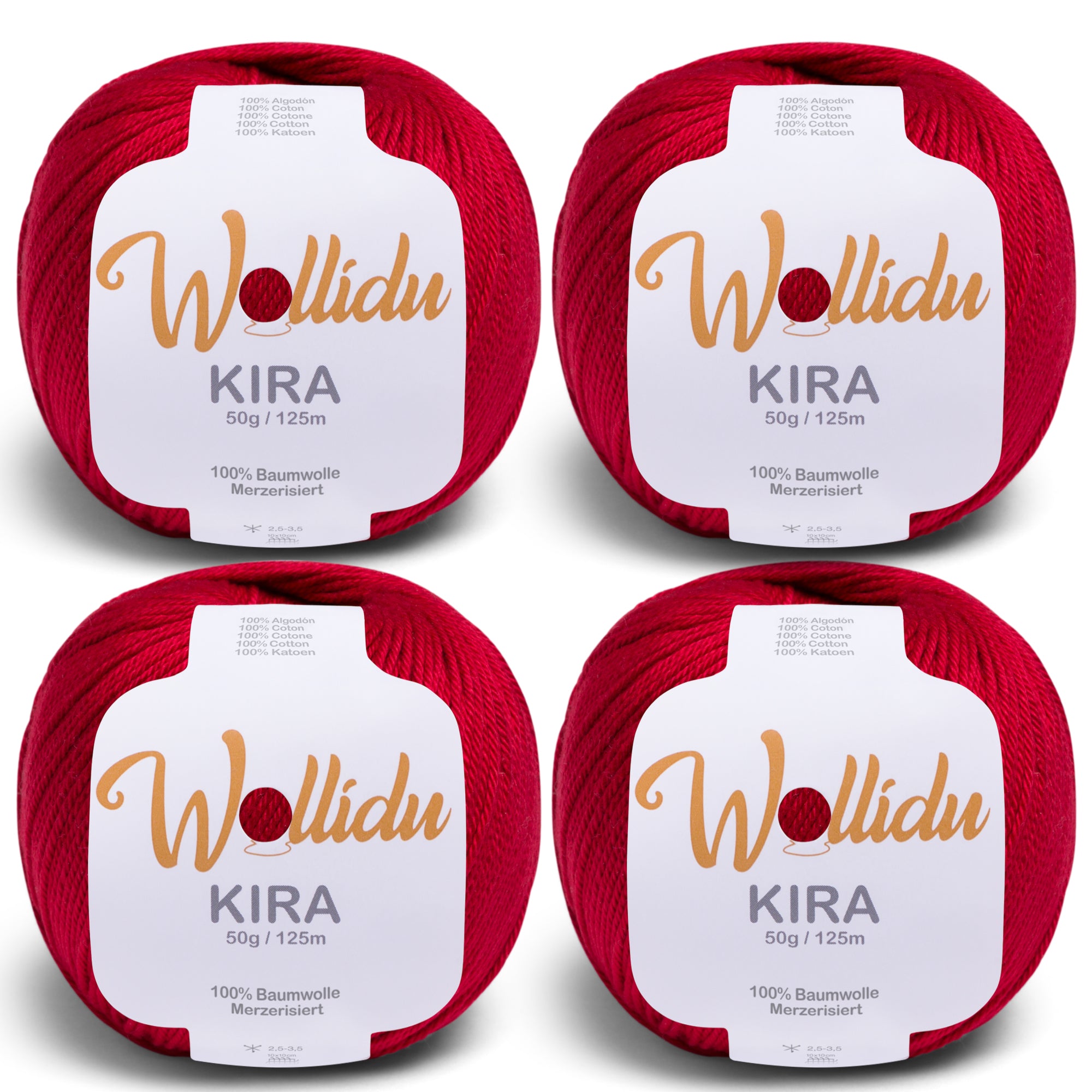 Kira 4er-Pack 50g – Merzerisierte Baumwolle zum Häkeln & Stricken (OEKO-TEX®, 200g Gesamt)