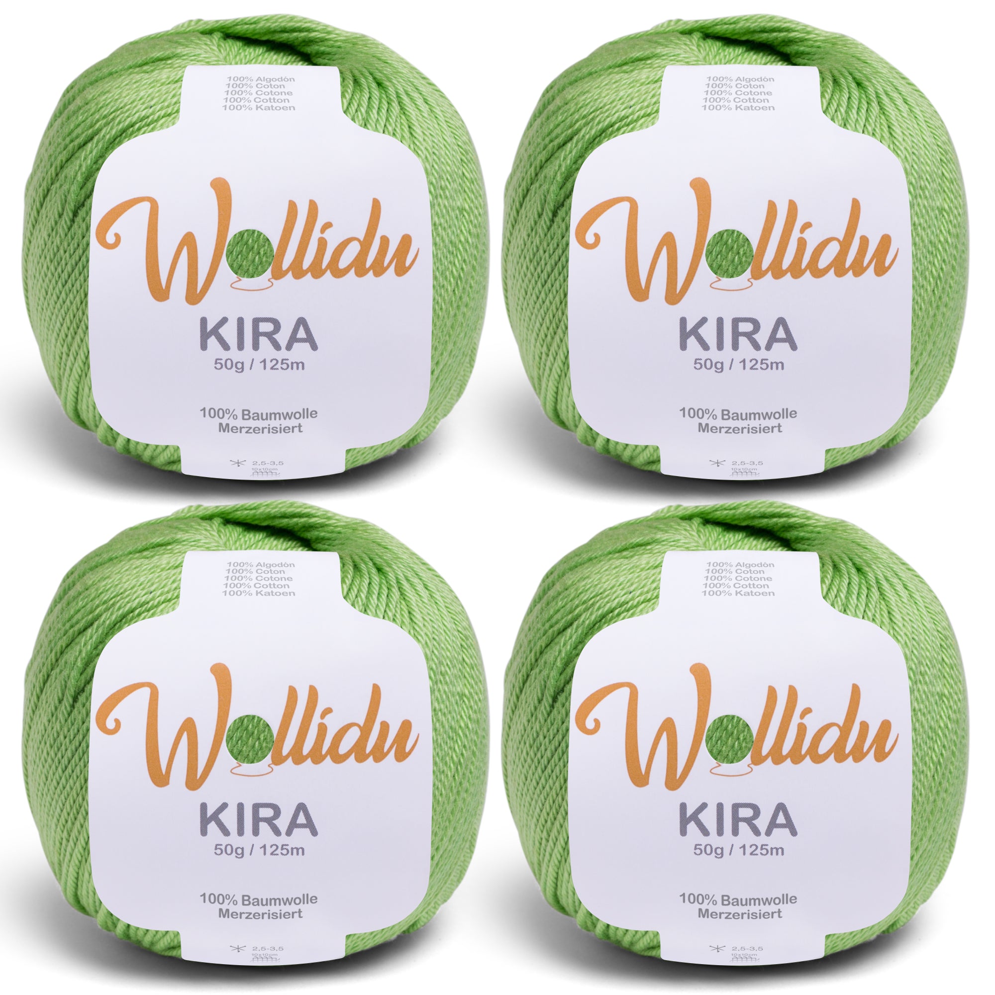 Kira 4er-Pack 50g – Merzerisierte Baumwolle zum Häkeln & Stricken (OEKO-TEX®, 200g Gesamt)
