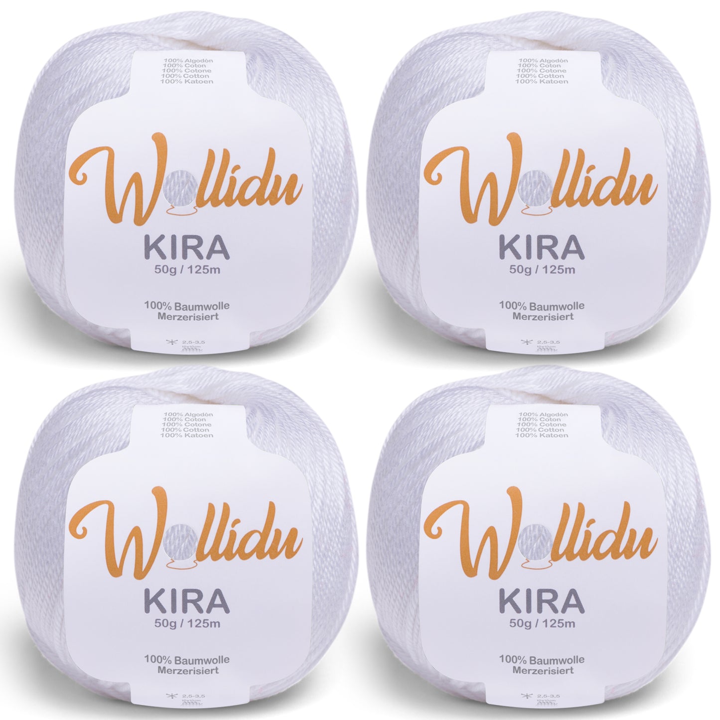 Kira 4er-Pack 50g – Merzerisierte Baumwolle zum Häkeln & Stricken (OEKO-TEX®, 200g Gesamt)