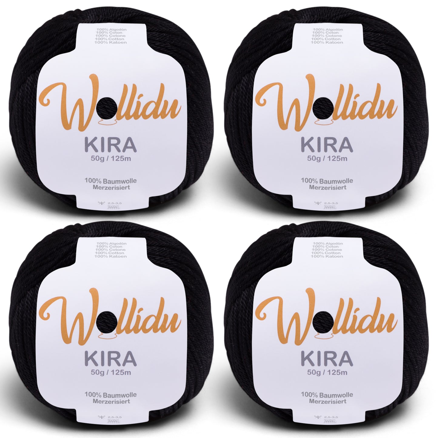Kira 4er-Pack 50g – Merzerisierte Baumwolle zum Häkeln & Stricken (OEKO-TEX®, 200g Gesamt)