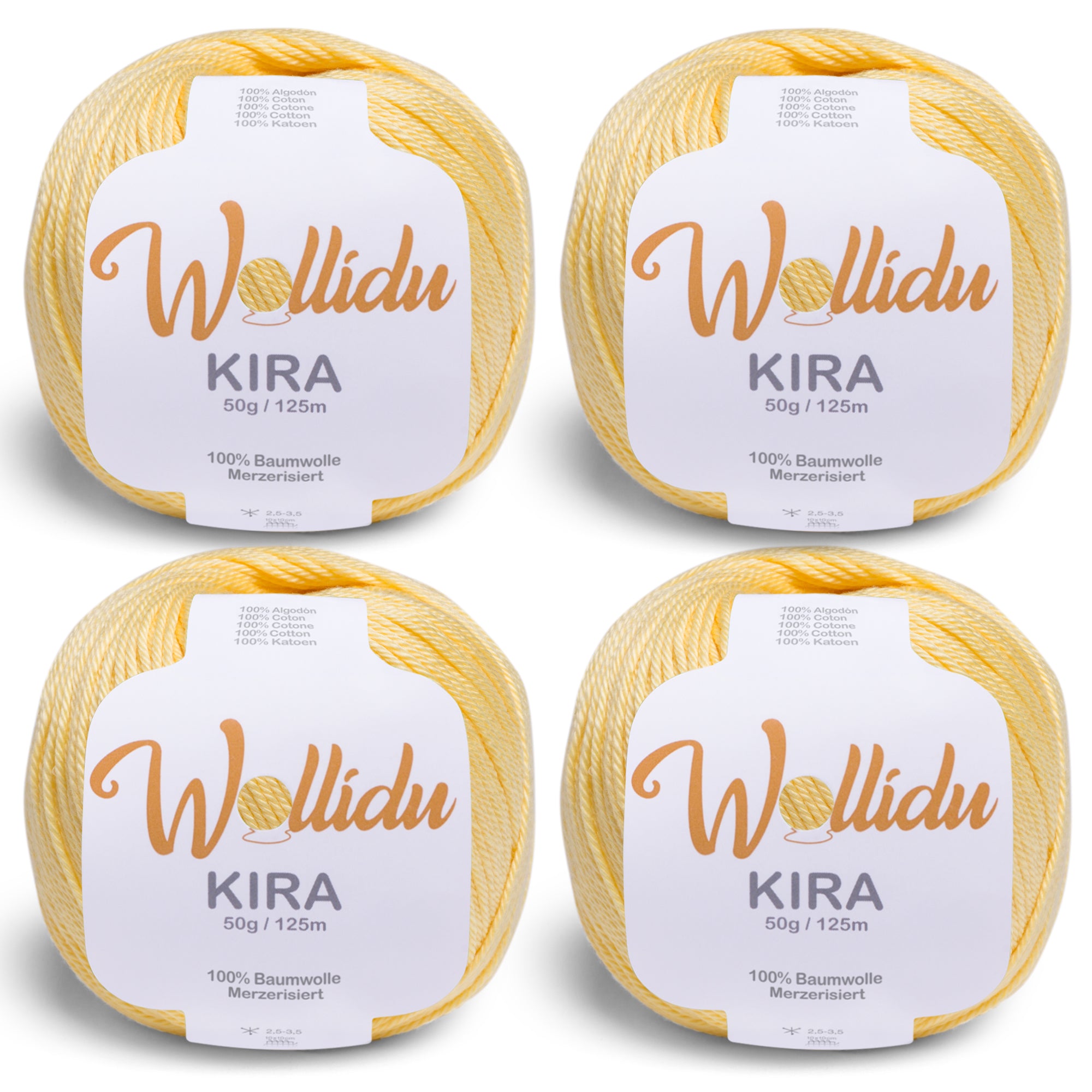 Kira 4er-Pack 50g – Merzerisierte Baumwolle zum Häkeln & Stricken (OEKO-TEX®, 200g Gesamt)