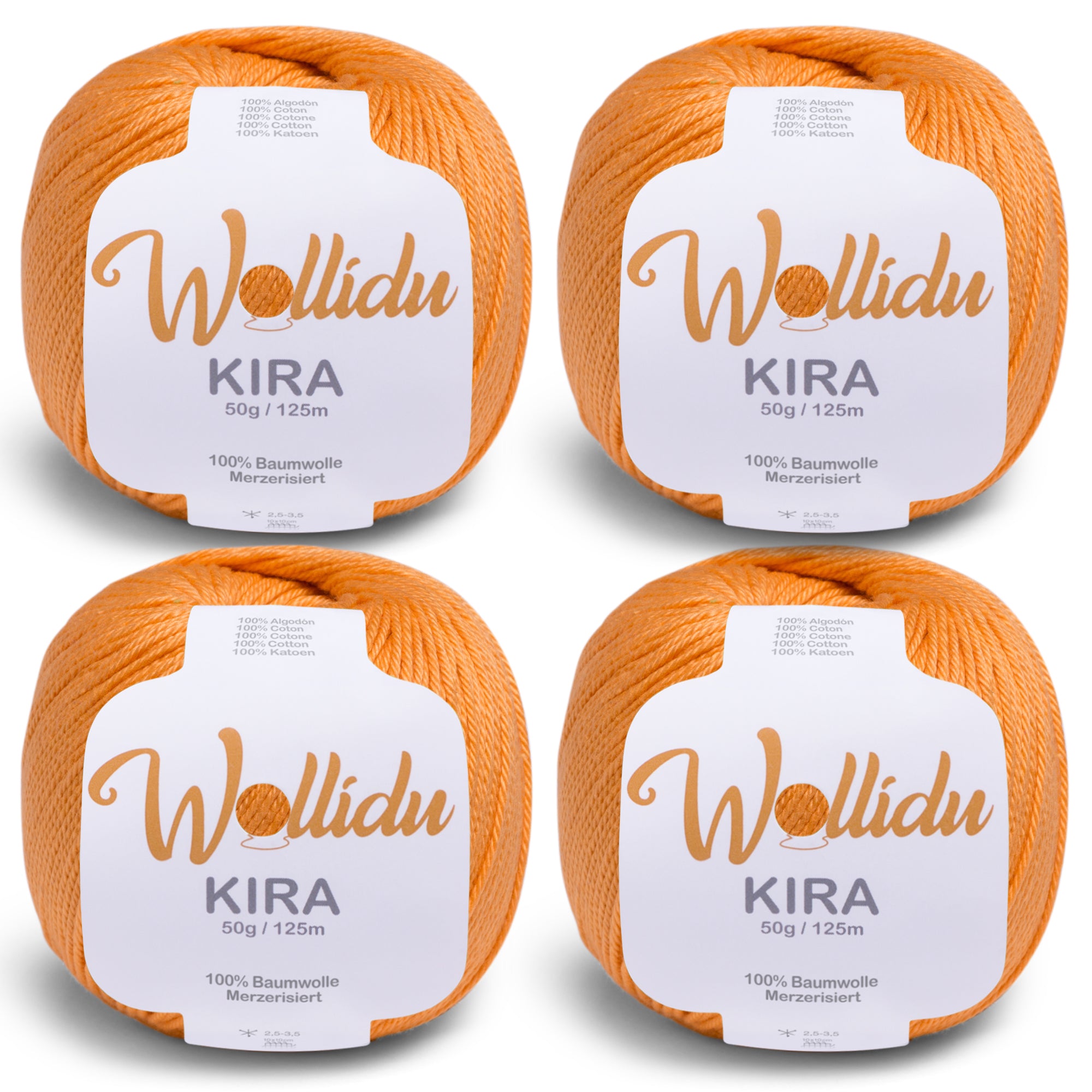 Kira 4er-Pack 50g – Merzerisierte Baumwolle zum Häkeln & Stricken (OEKO-TEX®, 200g Gesamt)