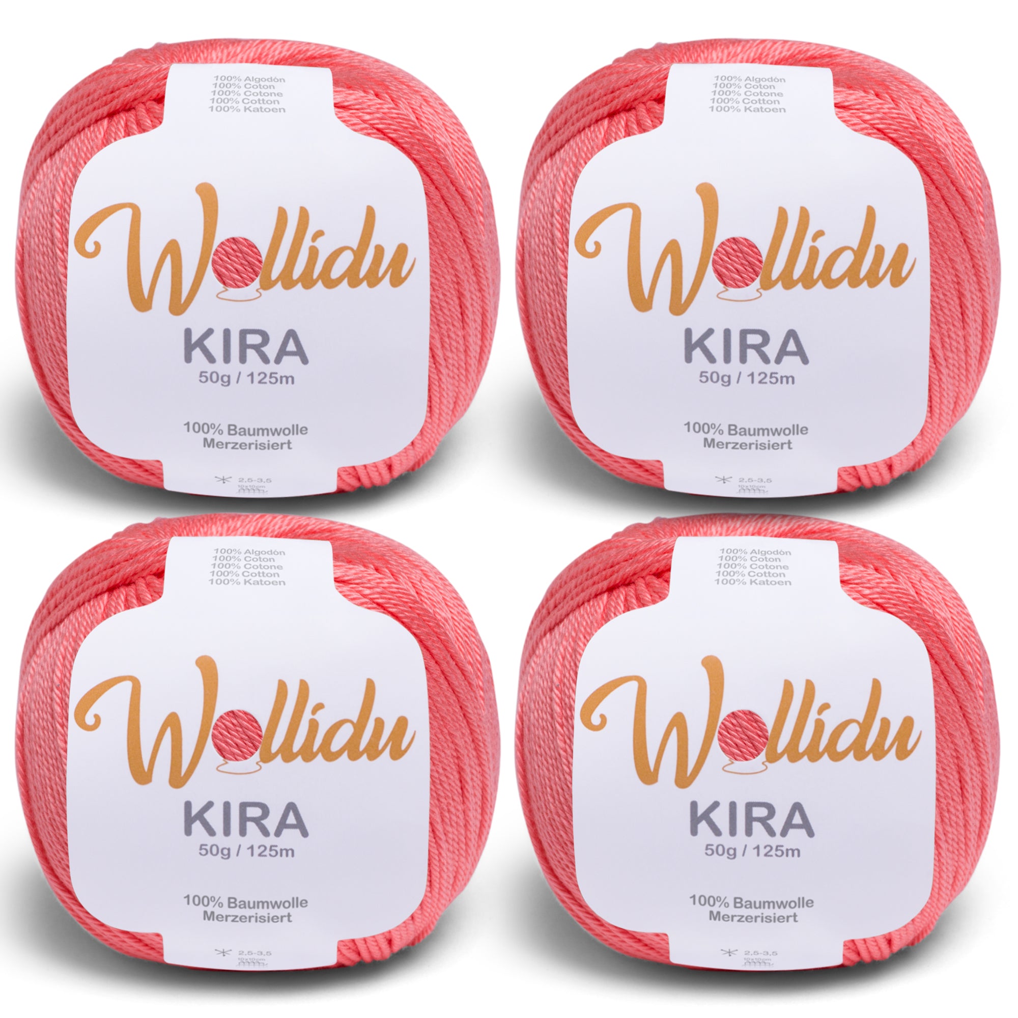 Kira 4er-Pack 50g – Merzerisierte Baumwolle zum Häkeln & Stricken (OEKO-TEX®, 200g Gesamt)