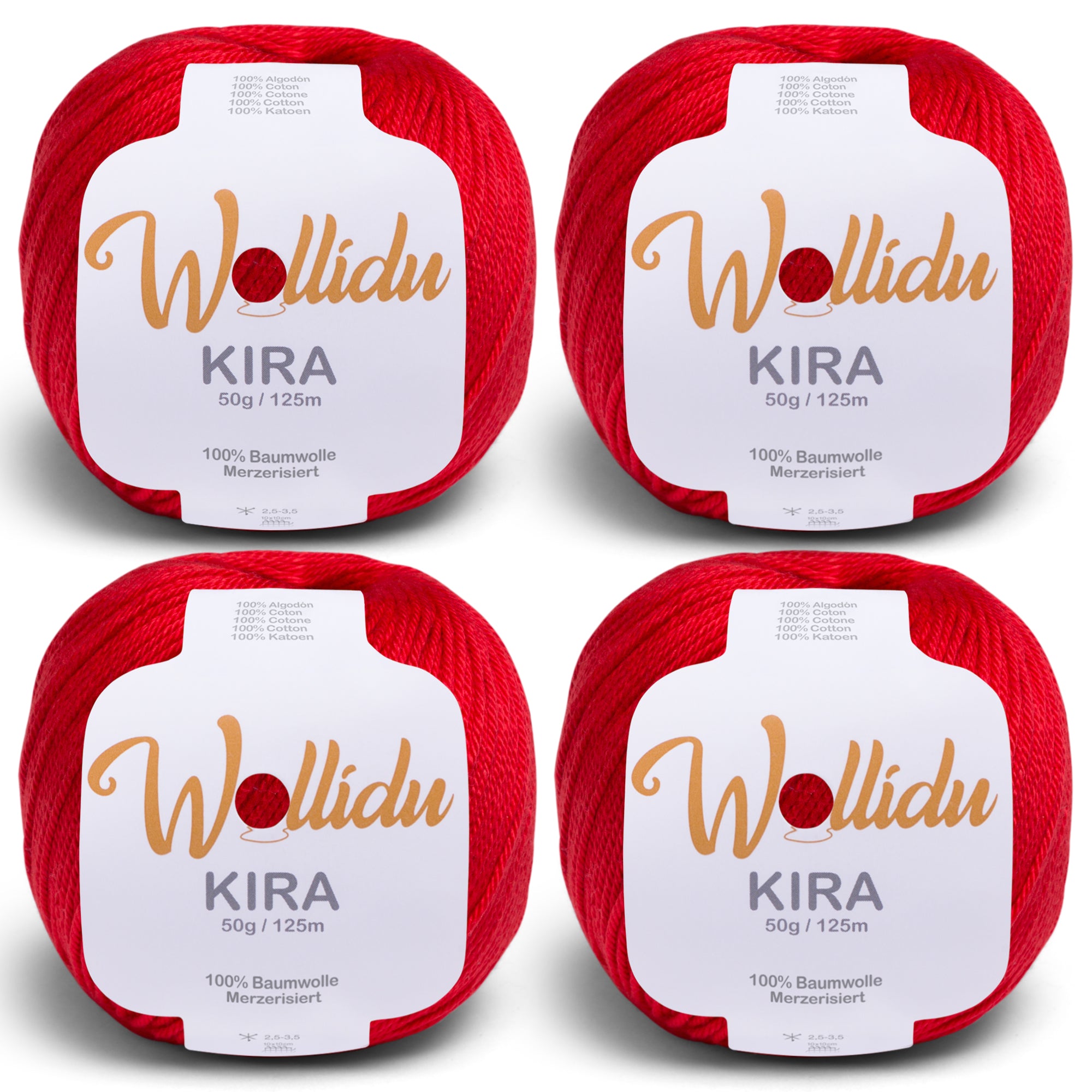 Kira 4er-Pack 50g – Merzerisierte Baumwolle zum Häkeln & Stricken (OEKO-TEX®, 200g Gesamt)